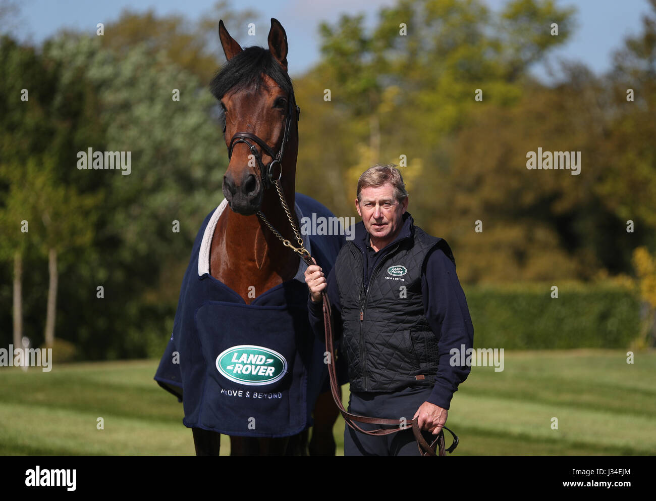 Nick Skelton con grande stella durante il media day a Ardencote Farm, Alcester. Stampa foto di associazione. Picture Data: martedì 2 maggio 2017. Vedere PA storia Skelton equestre. Foto di credito dovrebbe leggere: David Davies/PA FILO Foto Stock
