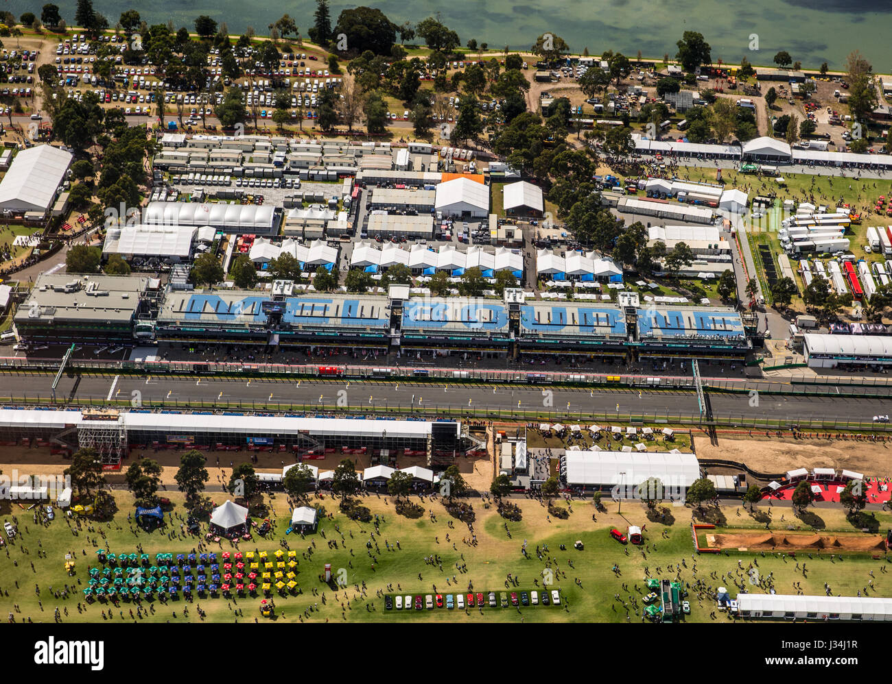 Vista aerea dell'Albert Park Race Track al 2017 Australian Formula One Grand Prix Foto Stock