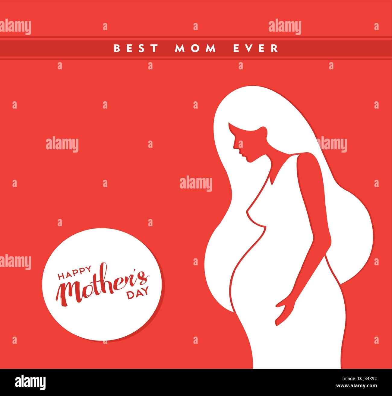 Felice Festa della mamma illustrazione, donna incinta con silhouette mom migliori mai tipografia preventivo. EPS10 vettore. Illustrazione Vettoriale