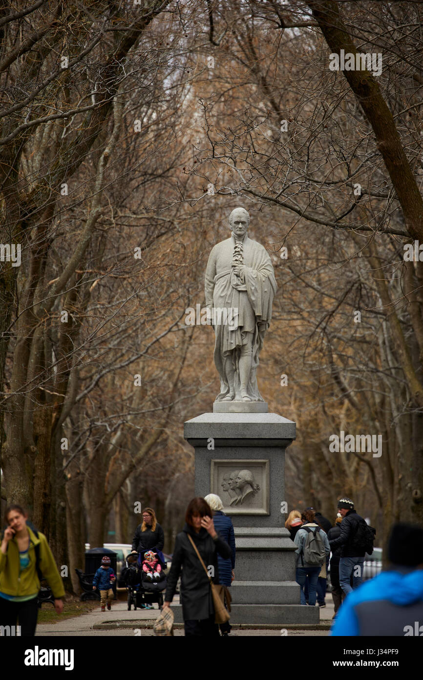 Alexander Hamilton primo segretario US Treasury statua Commonwealth Avenue . Boston Massachusetts, Stati Uniti, STATI UNITI D'AMERICA, Foto Stock