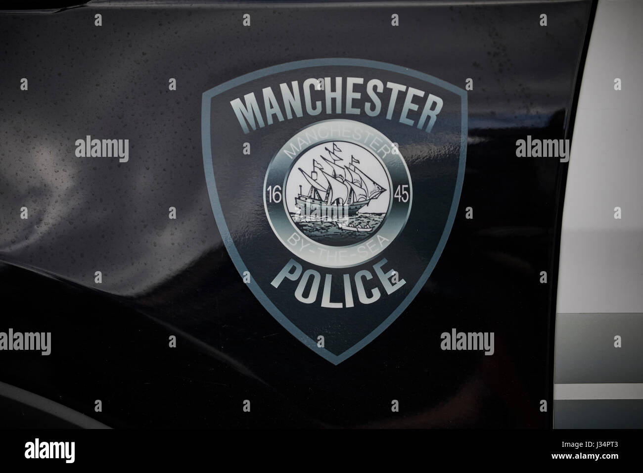 Auto della Polizia Manchester dal mare, Boston, Massachusetts, Stati Uniti, STATI UNITI D'AMERICA, Foto Stock