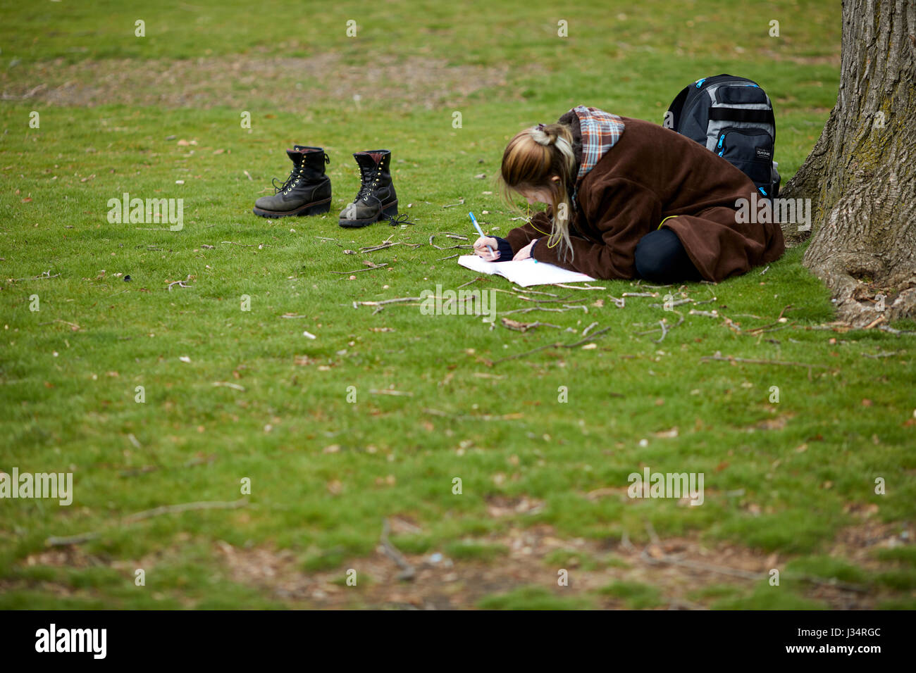 Studente prigionieri nel parco Comune di Cambridge Harvard University , Camebridge,, Boston, Massachusetts, Stati Uniti, STATI UNITI D'AMERICA, Foto Stock