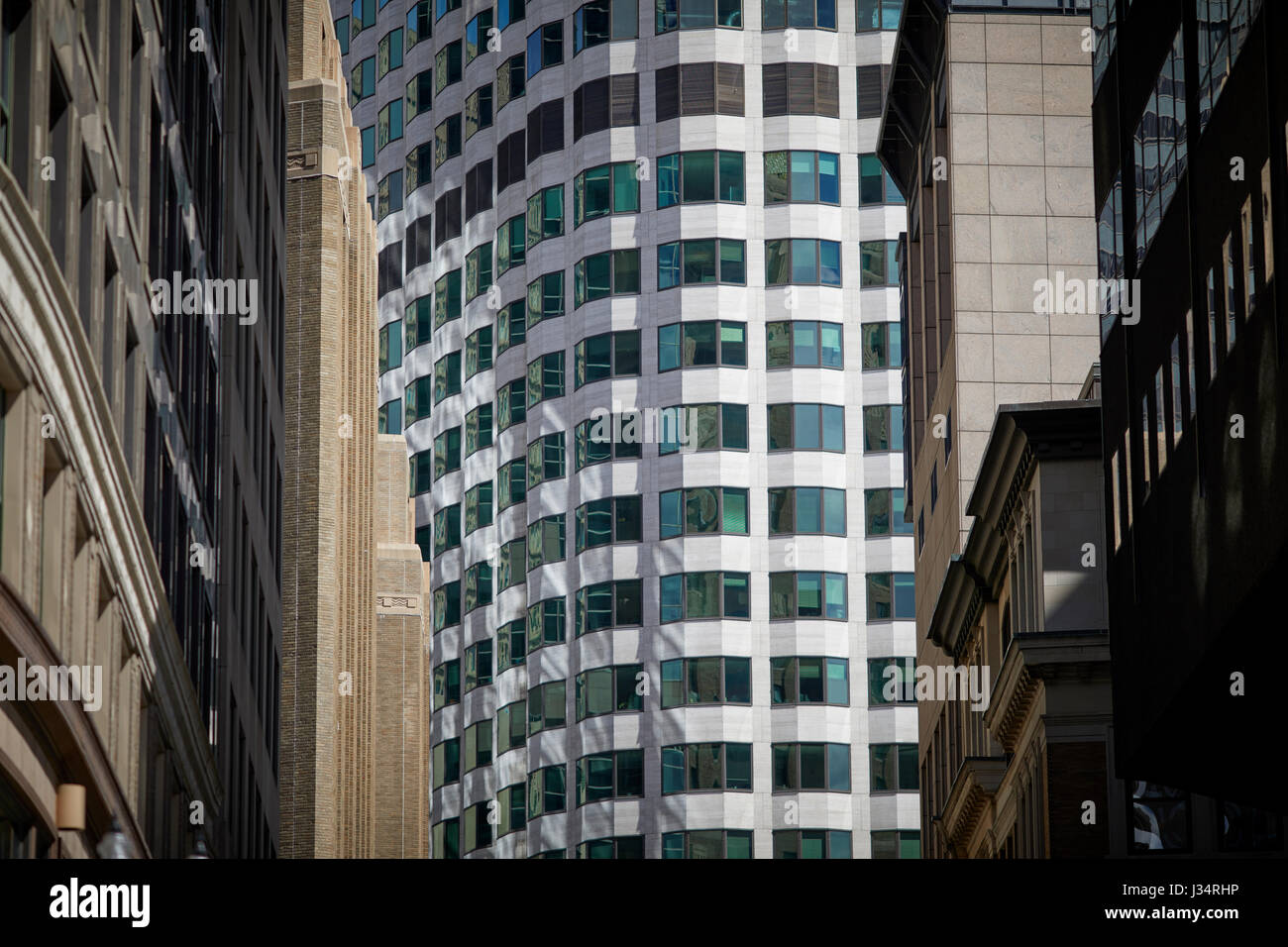 Close up di Keystone edificio è un alto edificio situato nel centro cittadino di Boston Massachusetts, Stati Uniti, STATI UNITI D'AMERICA, Foto Stock