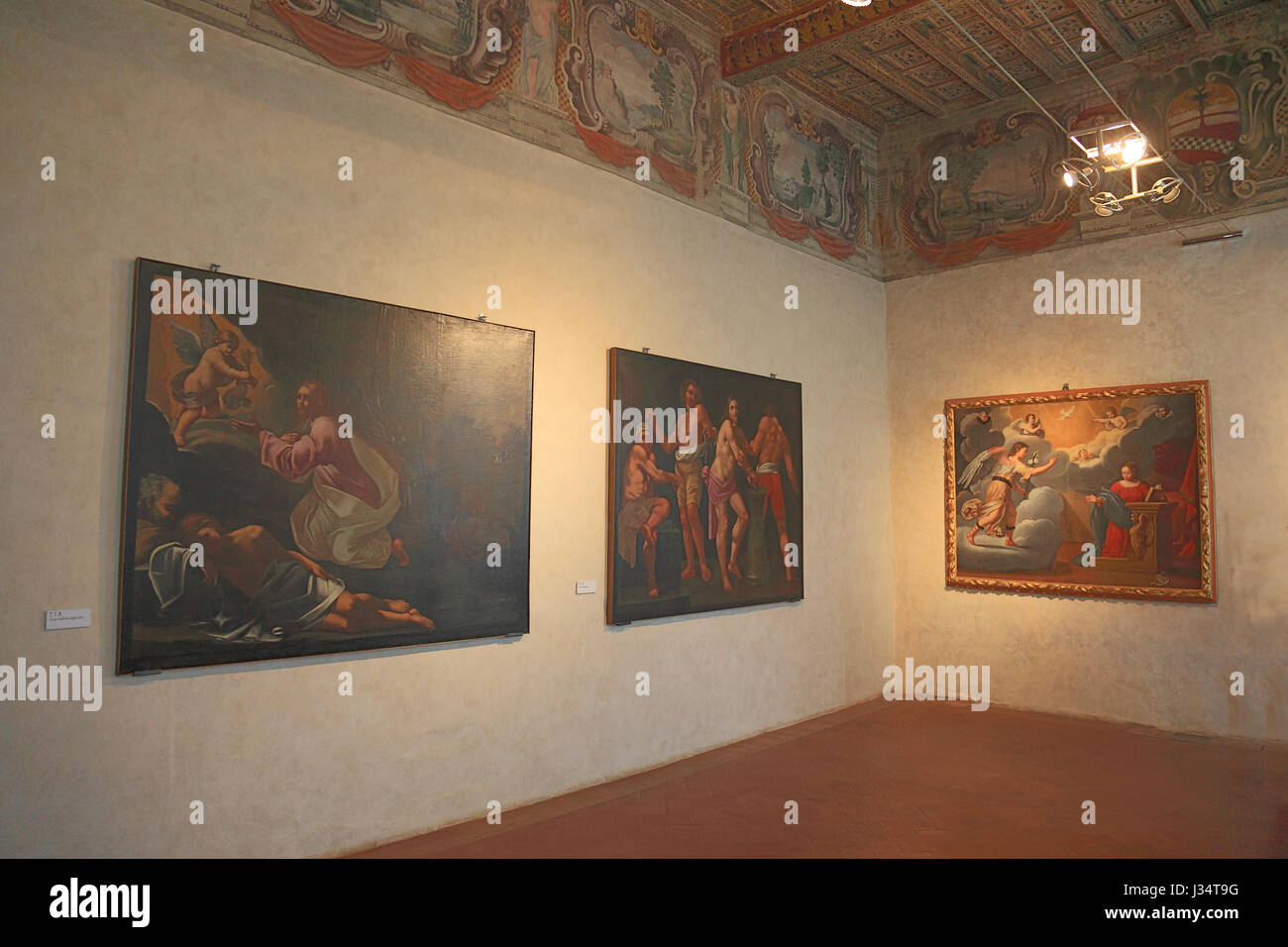 Museo, mostra di pittura nel castello di La Rocca nel comune di Novellara, Novellara, Provincia di Reggio Emilia, Emilia Romagna, Italia Foto Stock