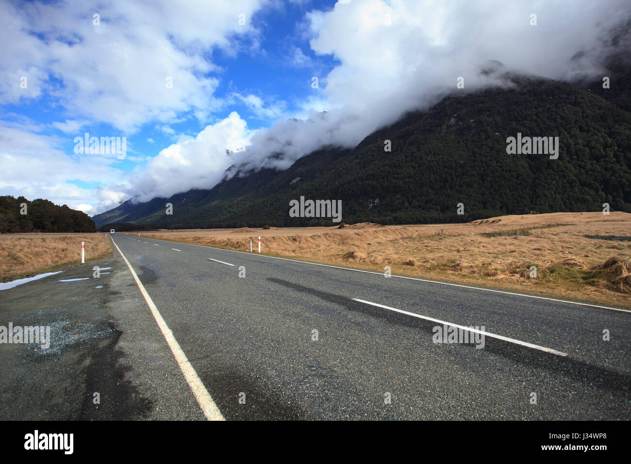 Strada di Milford Sound parco nazionale di Fiordland Isola del Sud della Nuova Zelanda Foto Stock
