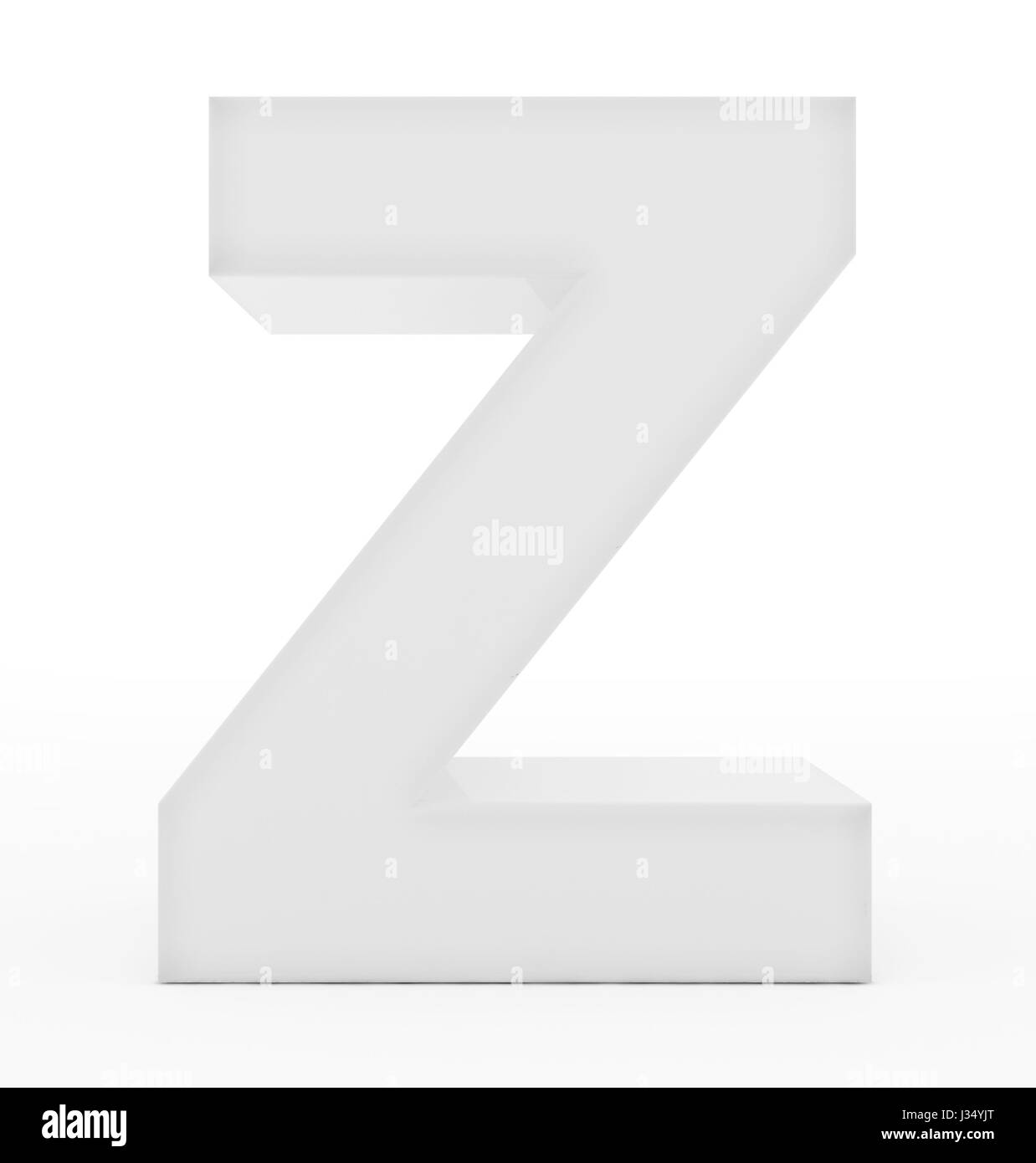 Lettera Z 3d isolato bianco su bianco - 3d rendering Foto Stock