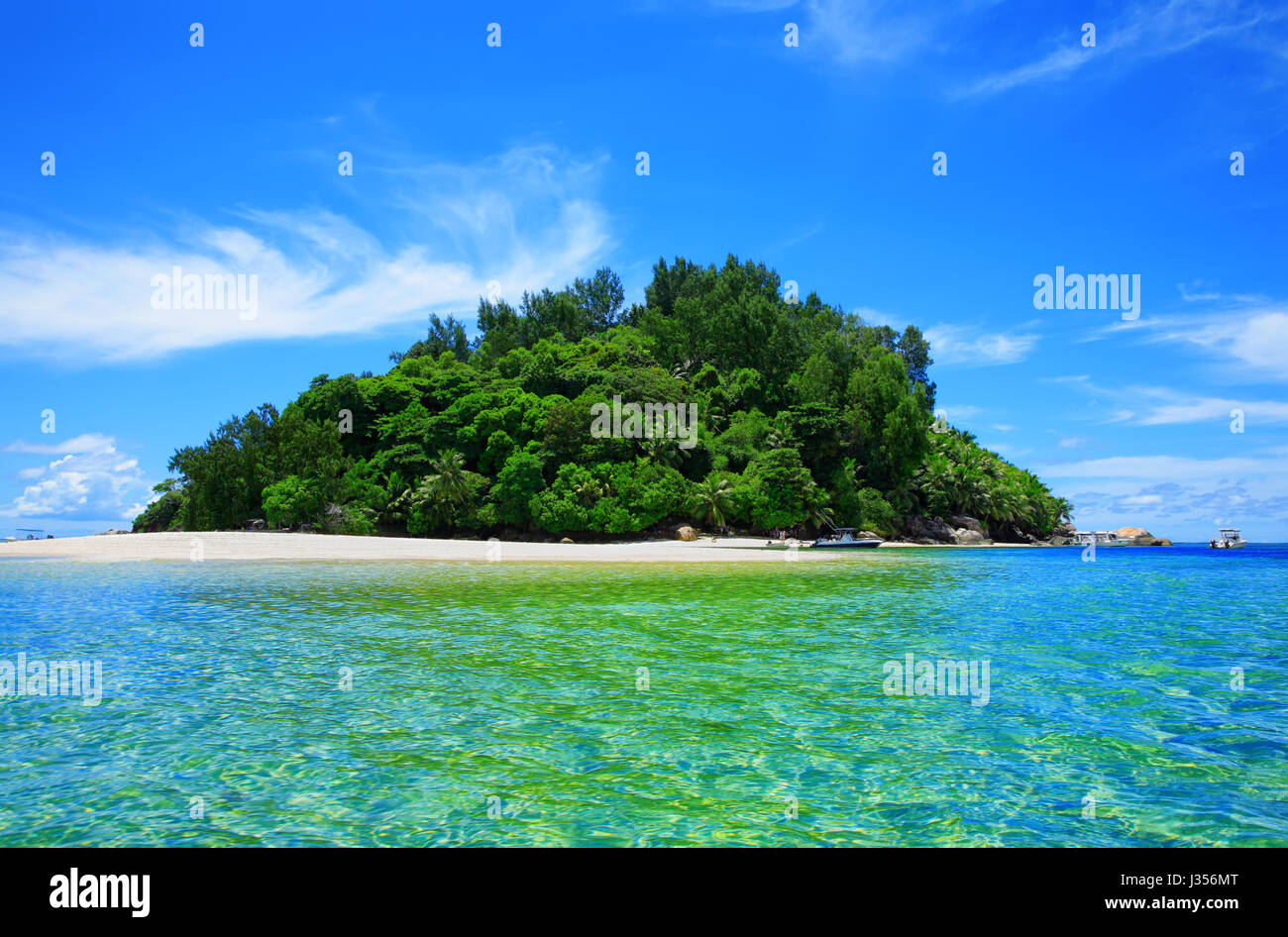 Isola Moyenne, Parco Marino Nazionale di Sainte Anne, Repubblica delle Seicelle. Foto Stock