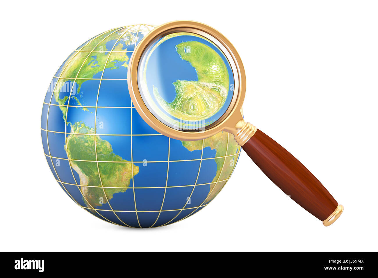 Ricerca globale concetto, 3D rendering isolati su sfondo bianco Foto Stock