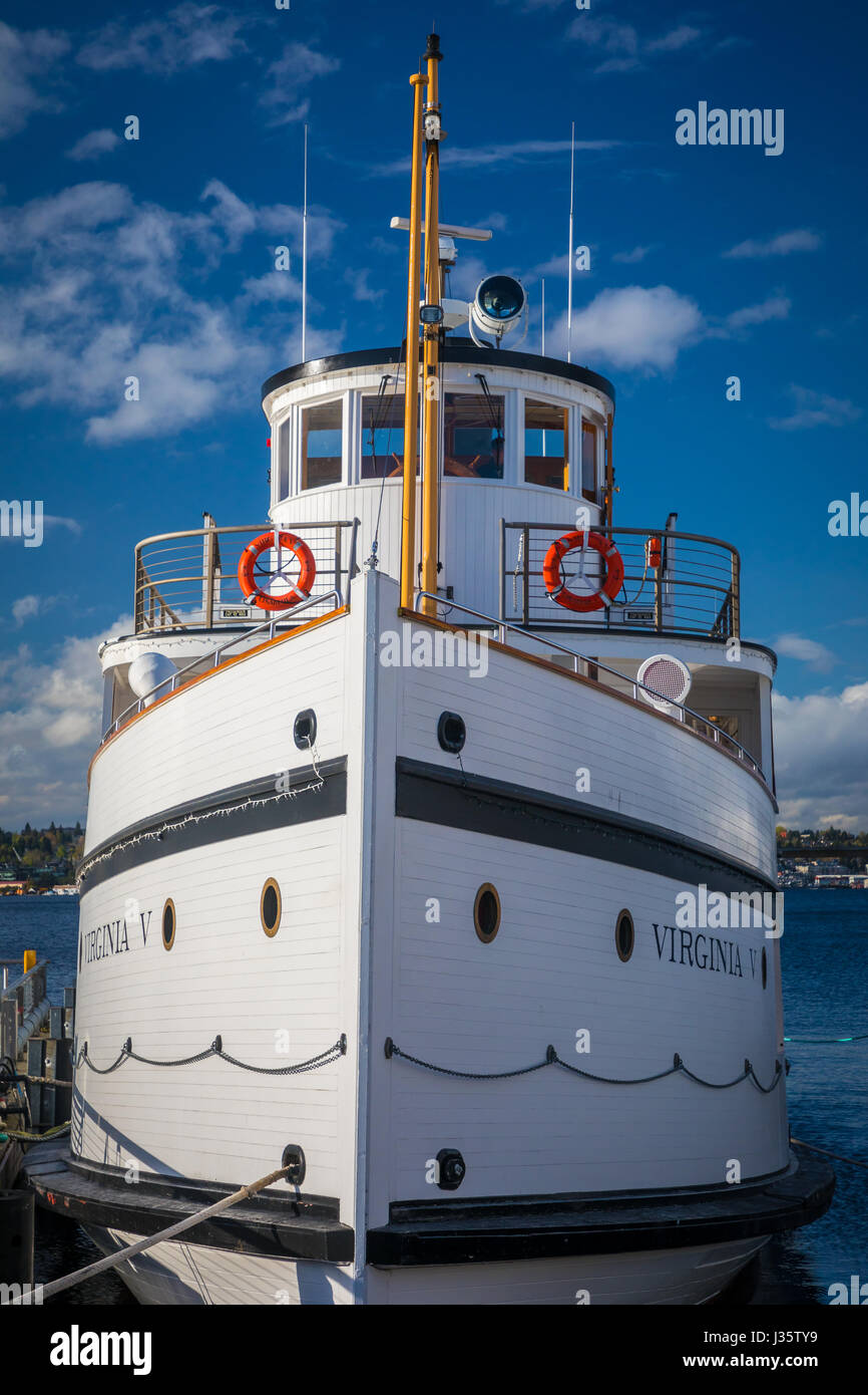 Il piroscafo Virginia V è l'ultimo esempio di funzionamento di un Puget Sound Mosquito Fleet sistema di cottura a vapore. Lei era una volta parte di una grande flotta di piccole passenge Foto Stock