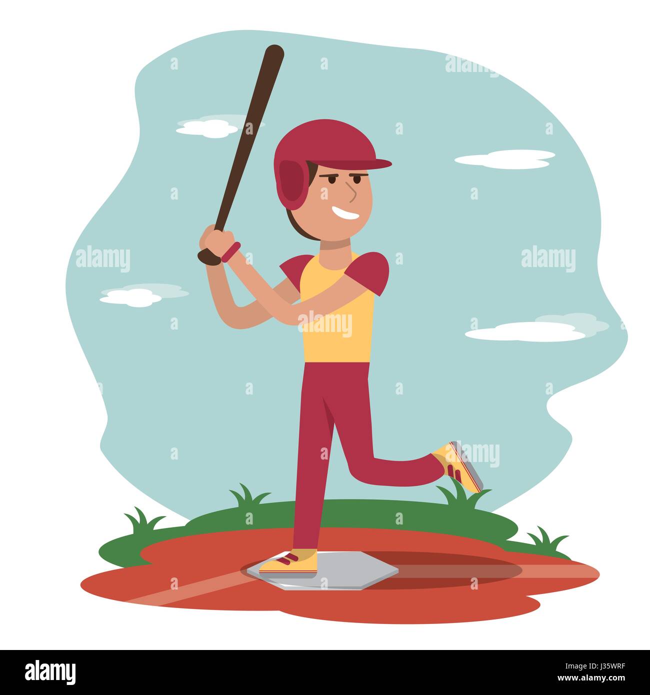 Educazione fisica - sport ragazzo giocare a baseball Illustrazione Vettoriale