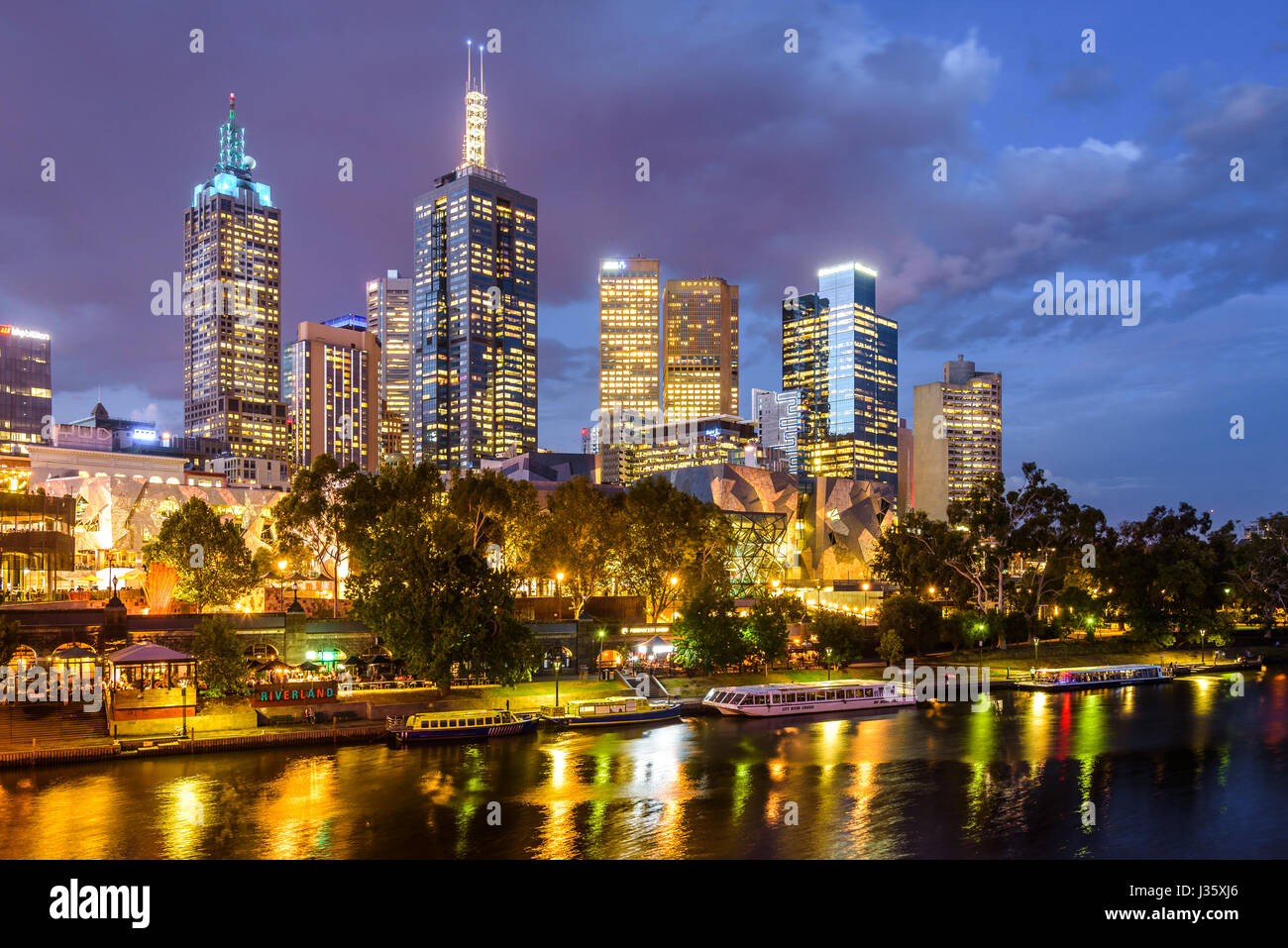 Lo Skyline di Melbourne Foto Stock