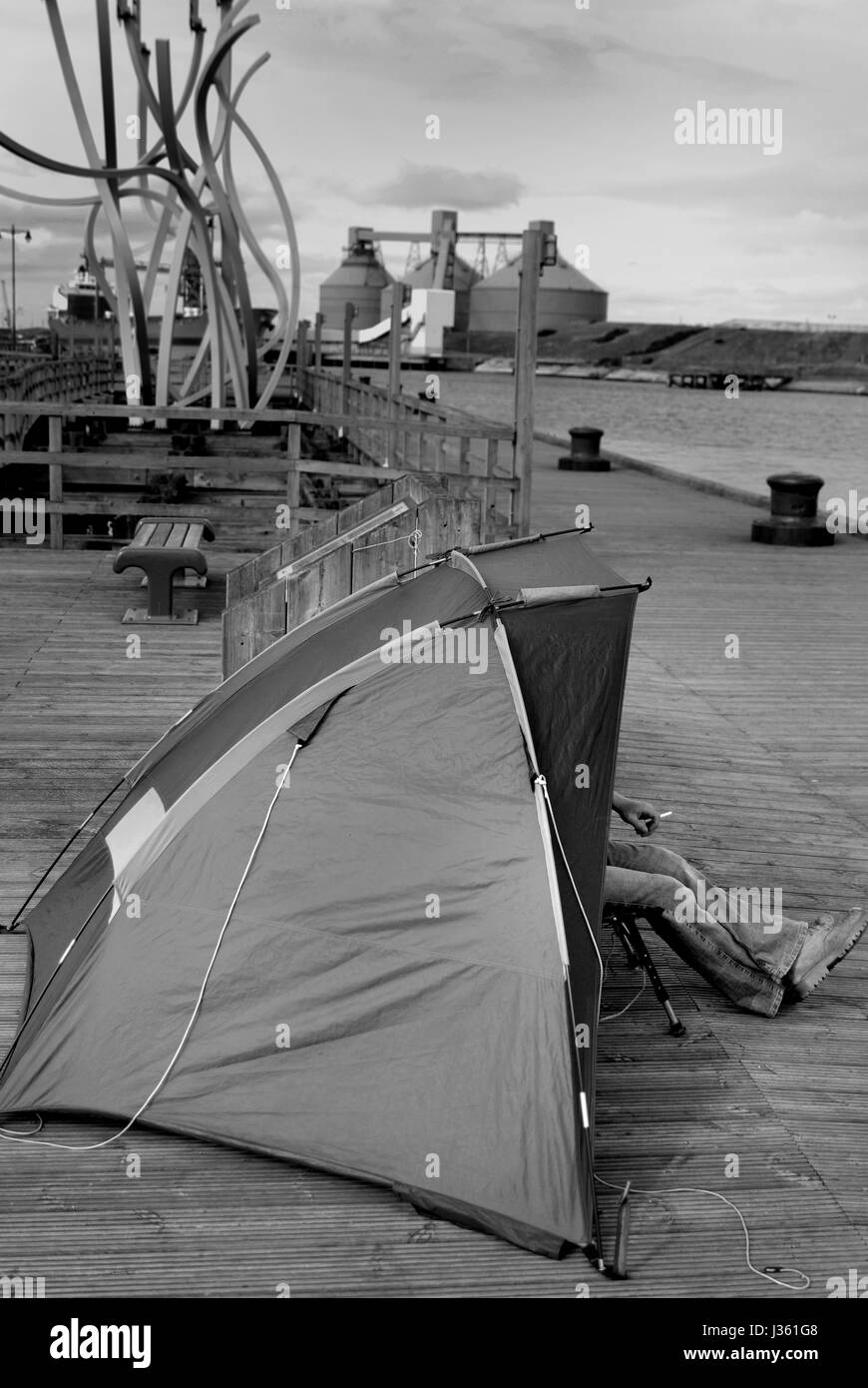 Porto tenda fisherman Foto Stock