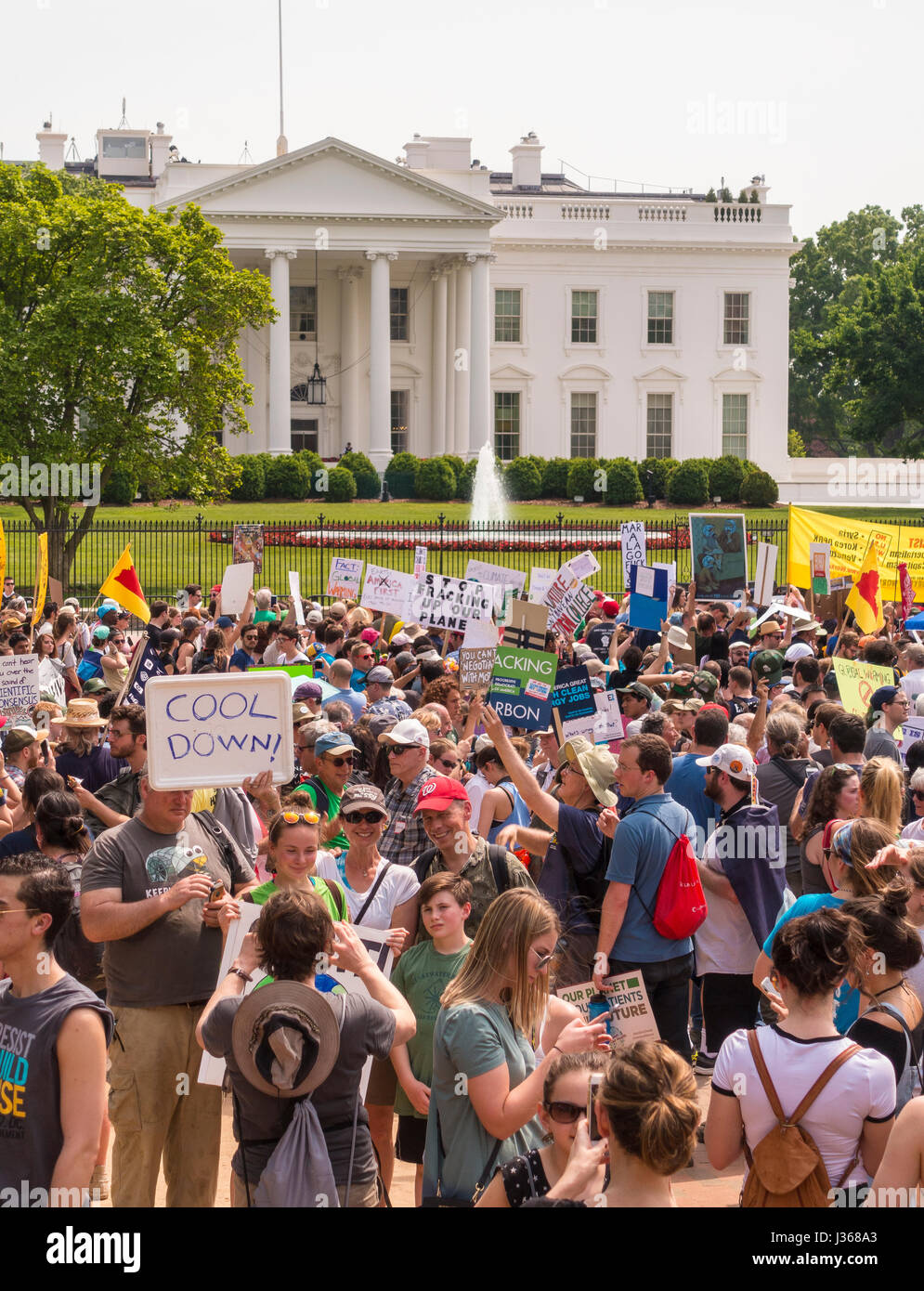 WASHINGTON, DC, Stati Uniti d'America - il clima marzo dimostranti protesta di fronte Casa Bianca. Foto Stock