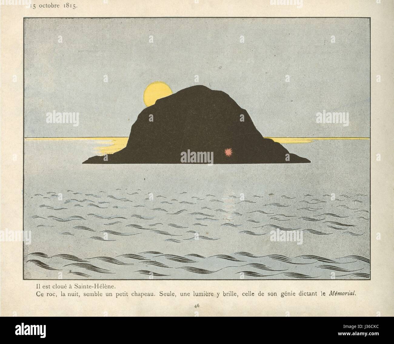 Napoleone in Saint-Helena il 15 ottobre 1815. Illustrazione a pagina 46 del libro per bambini "Le Grand Napoléon des Petits Enfants", scritto da Jules de Marthold e illustrato da lavoro. Essa è stata pubblicata nel 1893 da Plon, Nourrit e Cie. Jules de Marthold (1847-1927) lavoro (1858-1931) Foto Stock