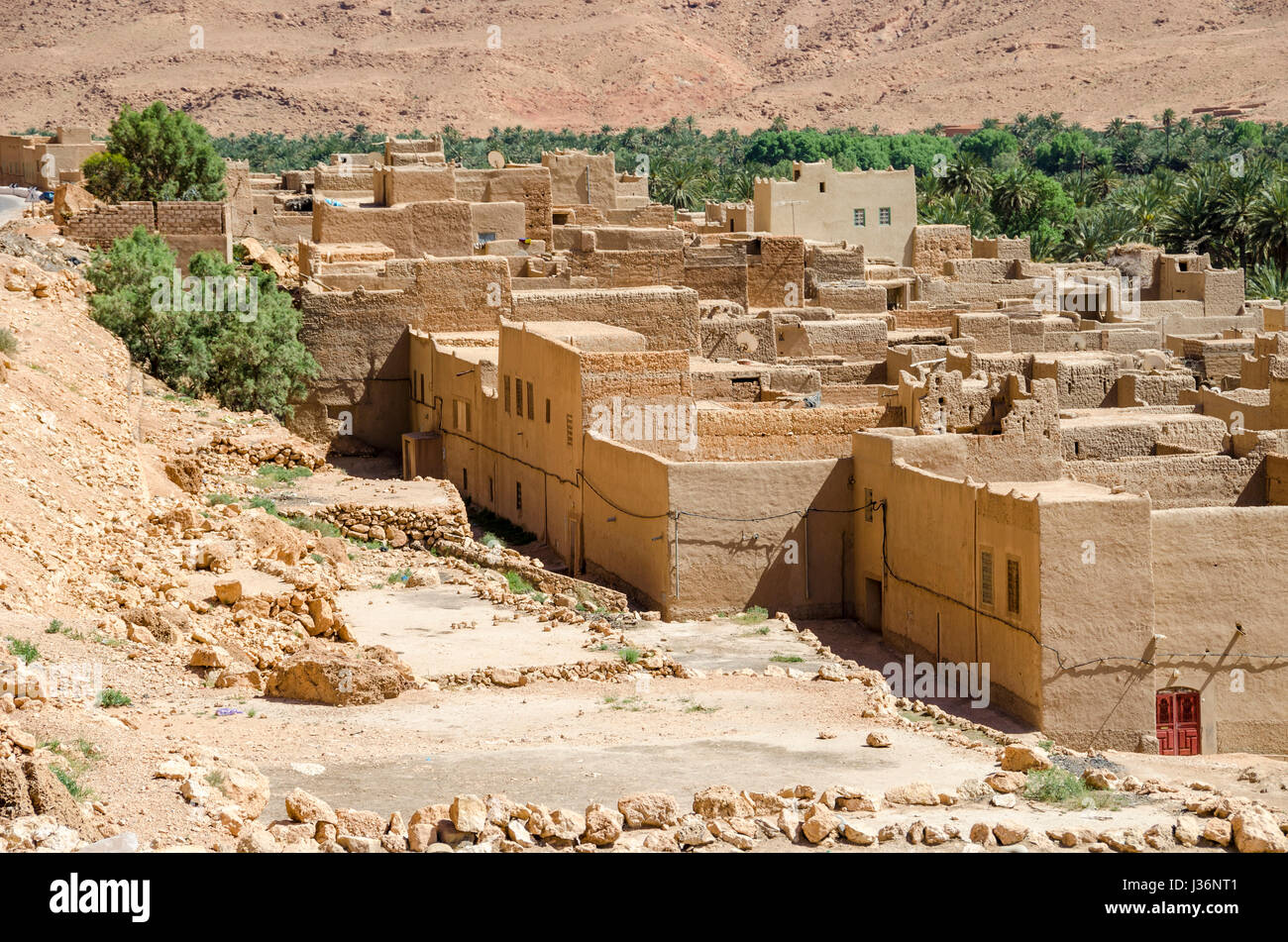 Il vecchio villaggio nella valle di Ziz (Ziz gorge), il Marocco. Foto Stock