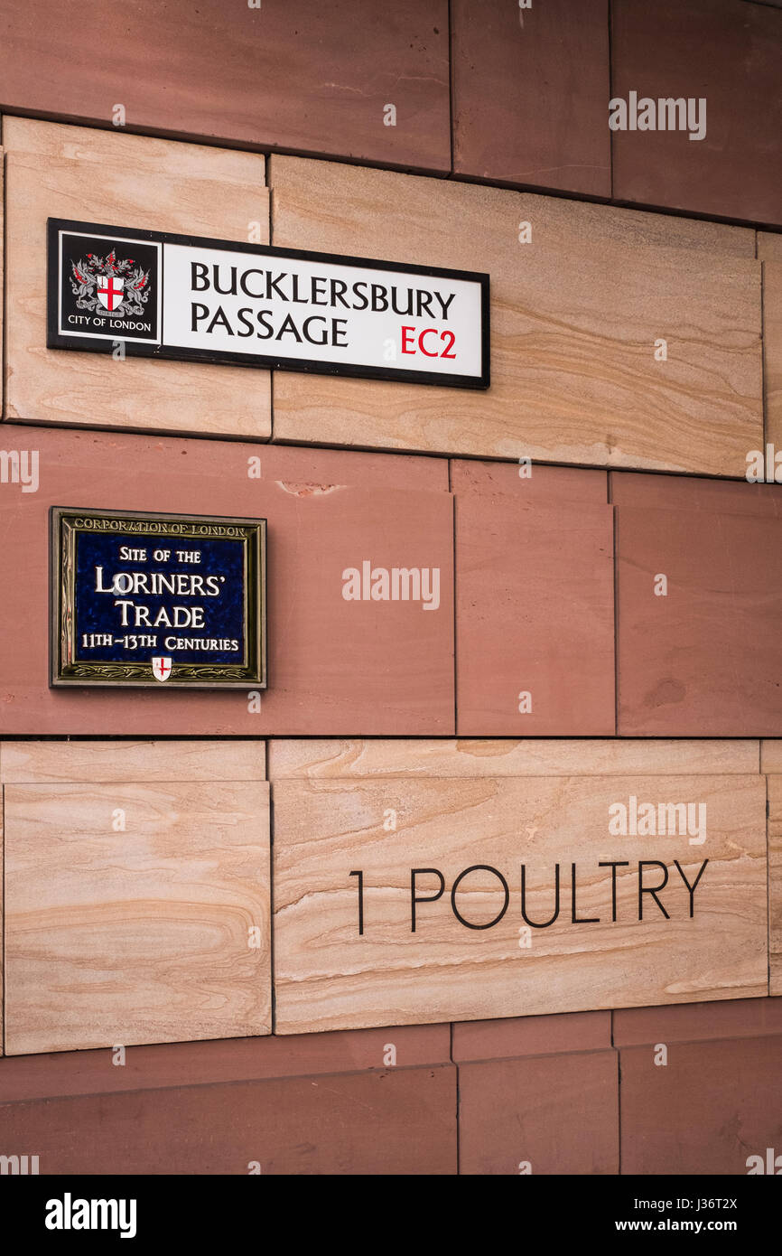 1 Pollame edificio commerciale vicino alla banca di Inghilterra, London, England, Regno Unito Foto Stock