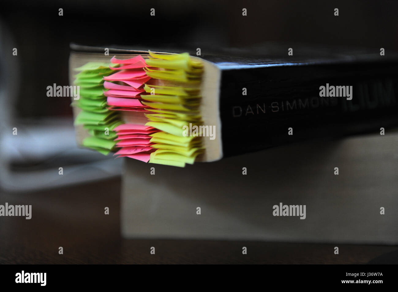 Studente revisione note. Foto Stock