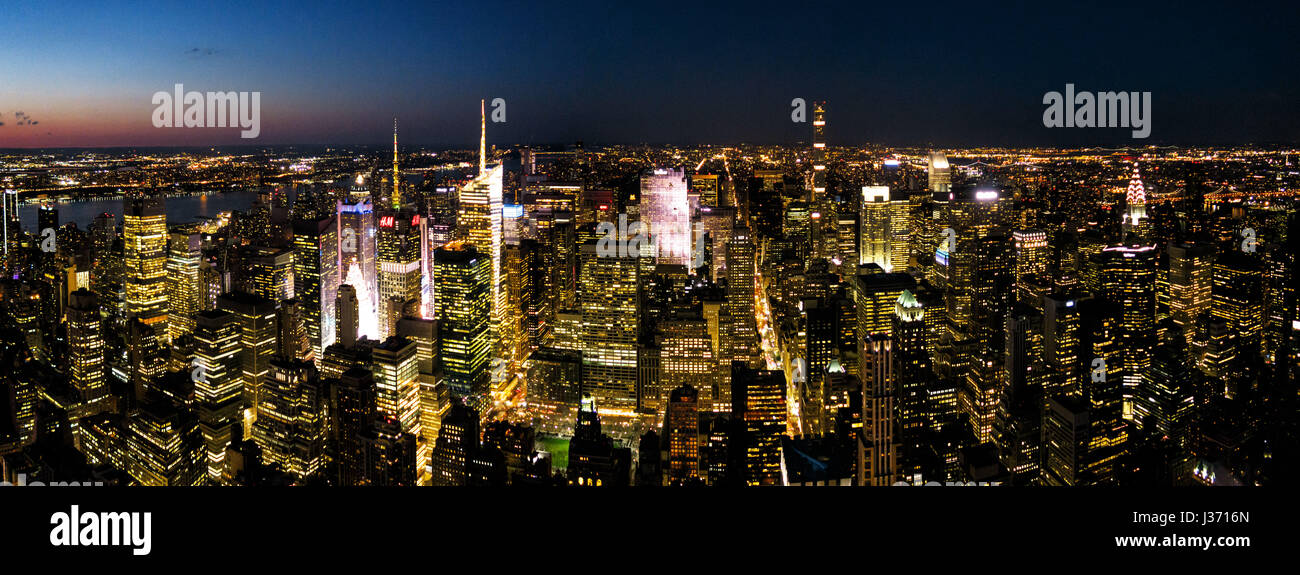 New York Panorama notturno Foto Stock