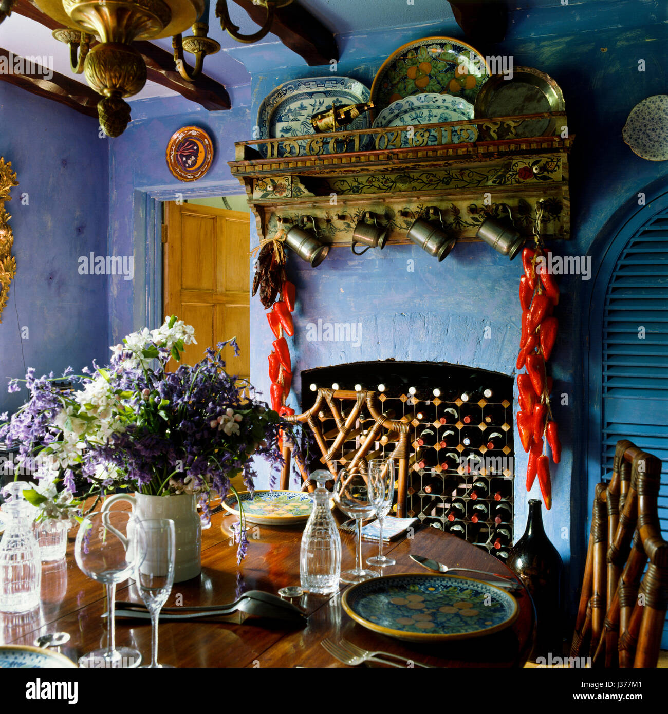 Affascinante sala da pranzo rustica. Foto Stock
