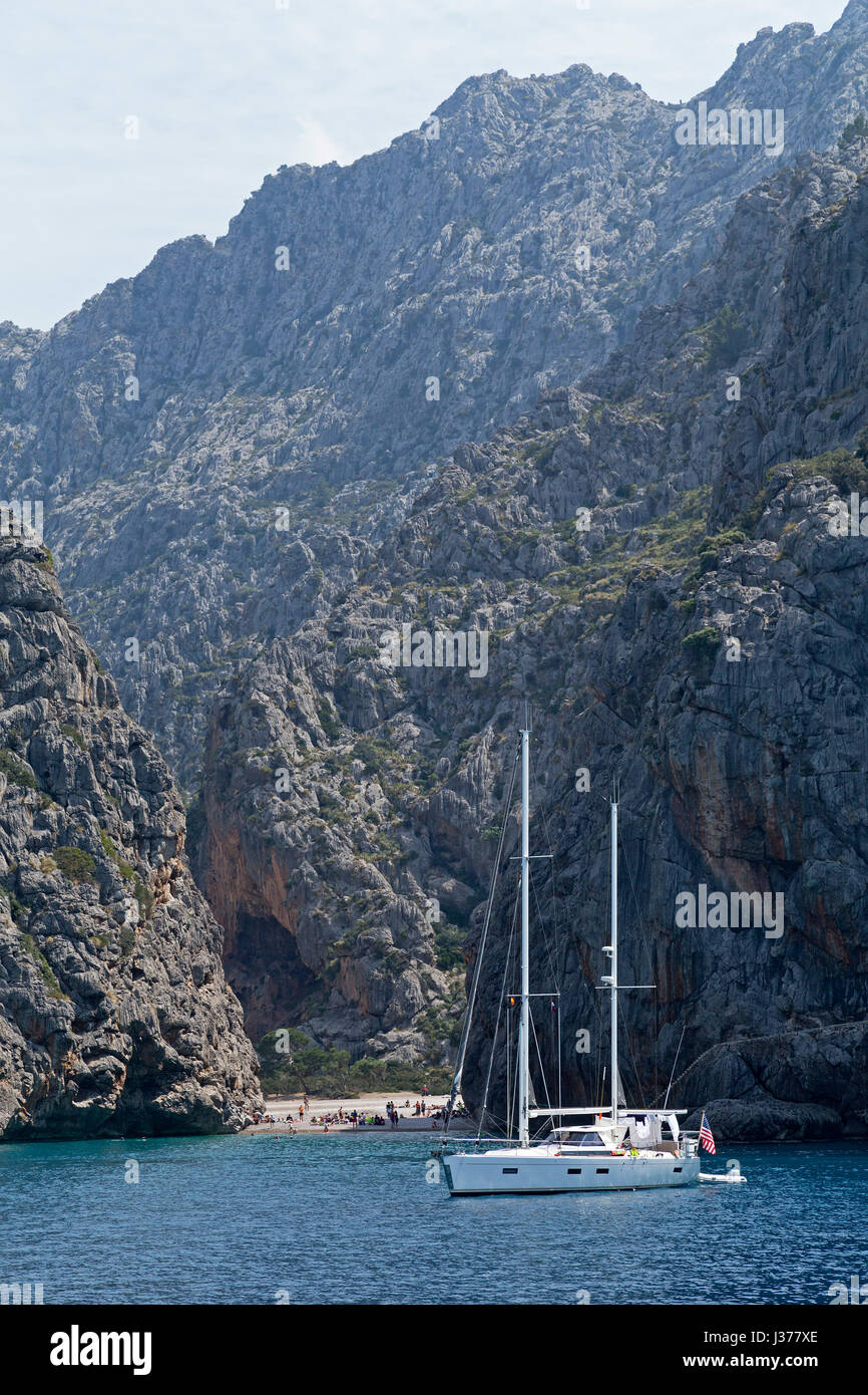 Sa Calobra Gorge, Serra de Tramuntana, Mallorca, Spagna Foto Stock