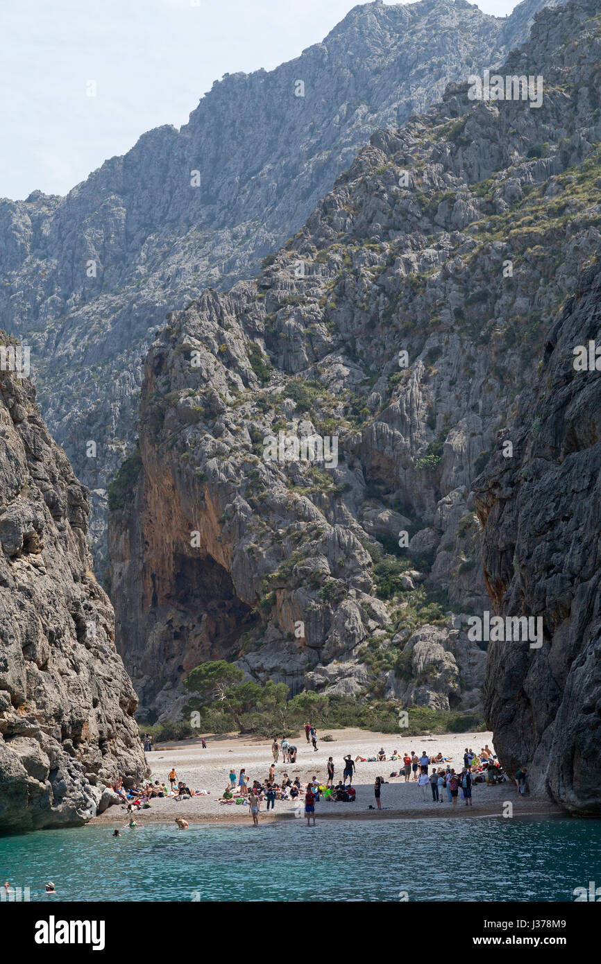 Sa Calobra Gorge, Serra de Tramuntana, Mallorca, Spagna Foto Stock