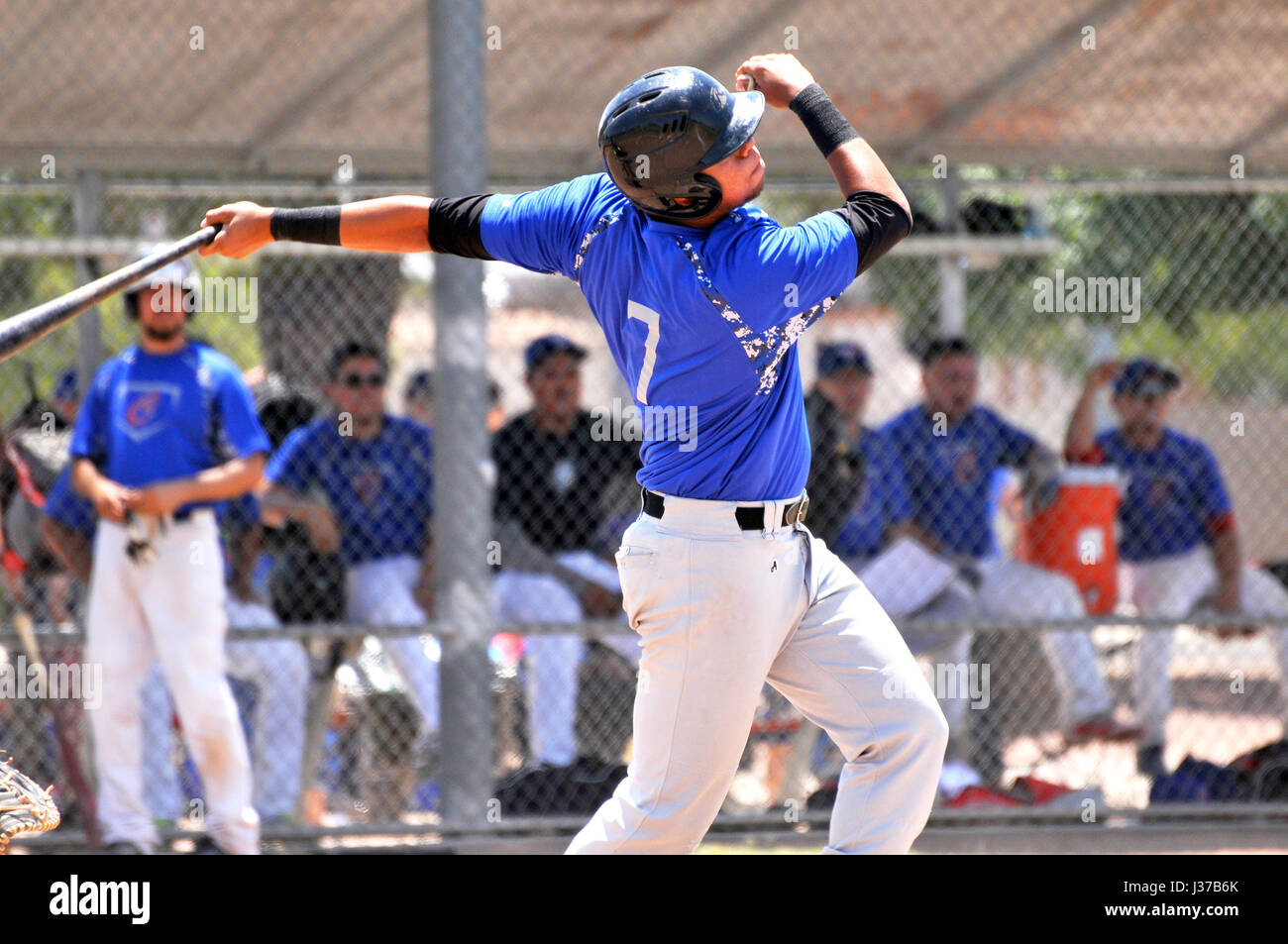 Il Mulos e i Cubs, team messicano con League Baseball, giocare una partita di campionato a Mission Manor Park, Tucson, Arizona, Stati Uniti. Foto Stock