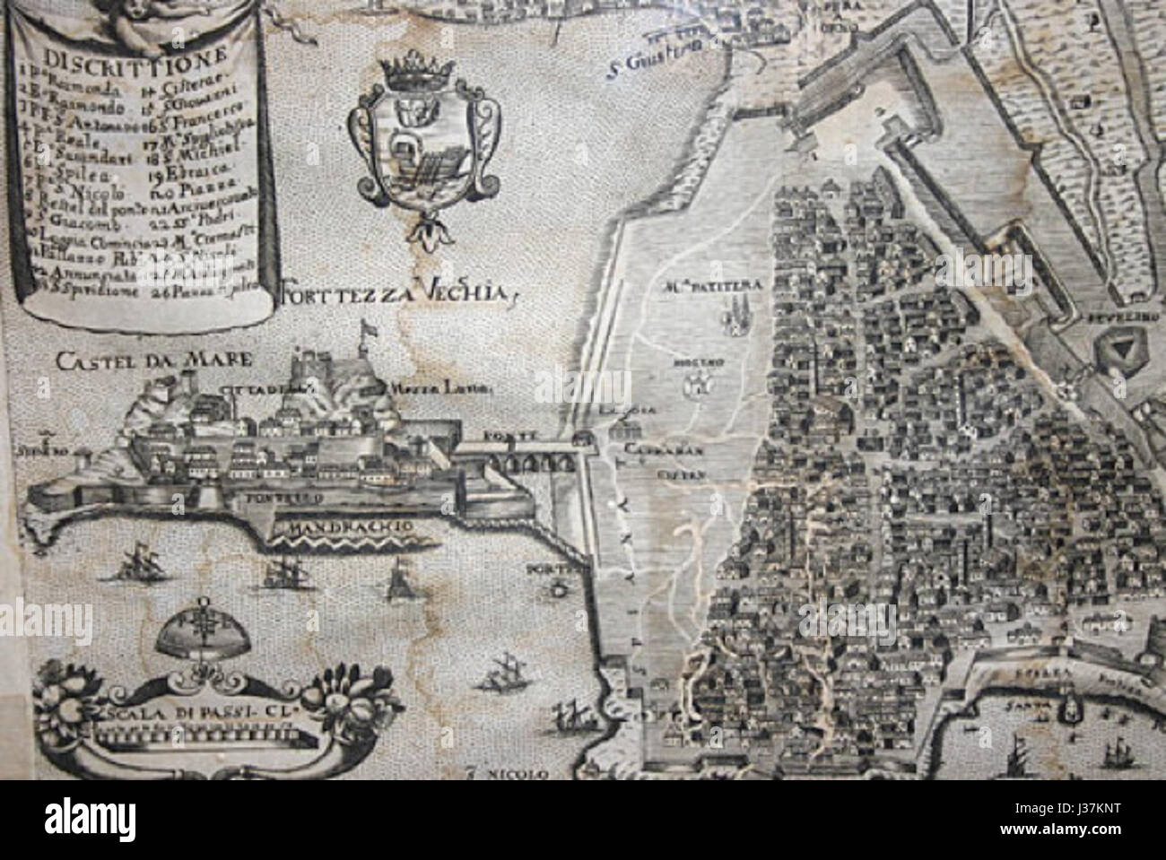 Mappa di Corfù del XVI secolo Foto Stock