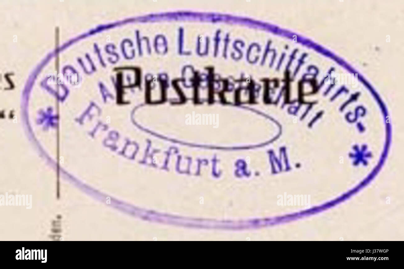 La DELAG Ovalstempel è un marchio aeronautico storico legato alla Deutsche Luftschiffahrts-Aktiengesellschaft (DELAG), la prima compagnia aerea al mondo. Questo francobollo riflette gli sviluppi dell'inizio del XX secolo nel trasporto aereo e nella storia postale. Foto Stock
