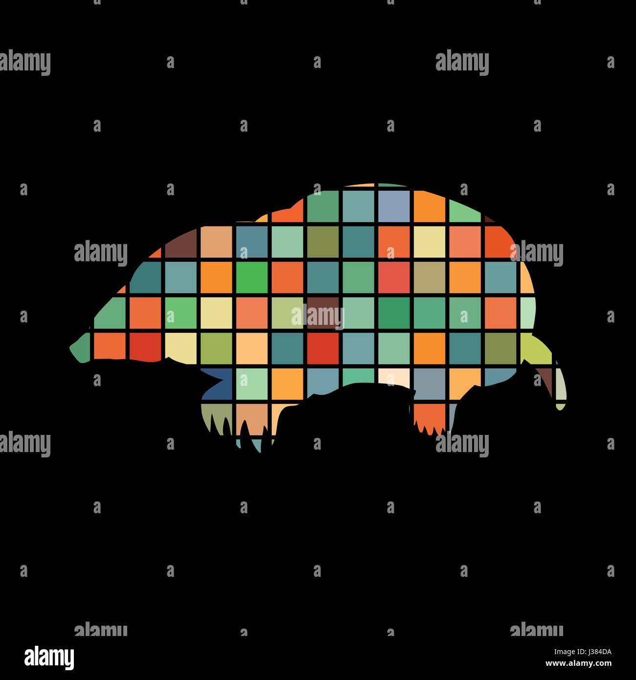 Mole insectivores mammifero colore animale silhouette Illustrazione Vettoriale