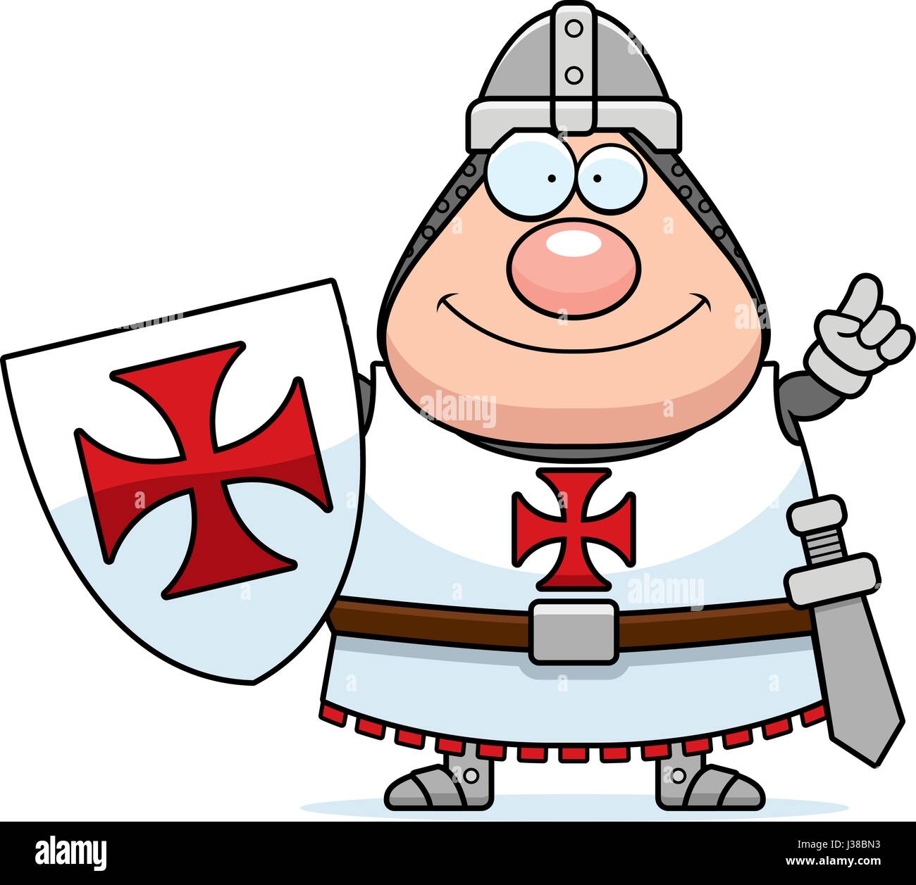 Un cartoon illustrazione di un Cavaliere Templare con un'idea. Illustrazione Vettoriale