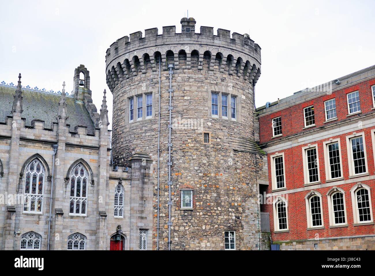 Torre di record presso il Castello di Dublino a Dublino. È di pochi residui per il castello originale struttura risalente al 1226. Dublino, Irlanda. Foto Stock