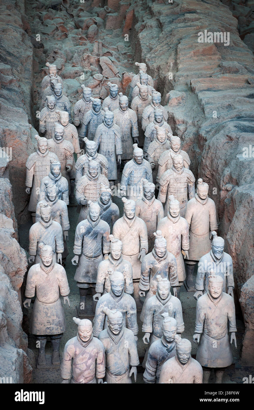 Esercito di Terracotta Warriors vicino a Xian, Shanxi, Cina Foto Stock