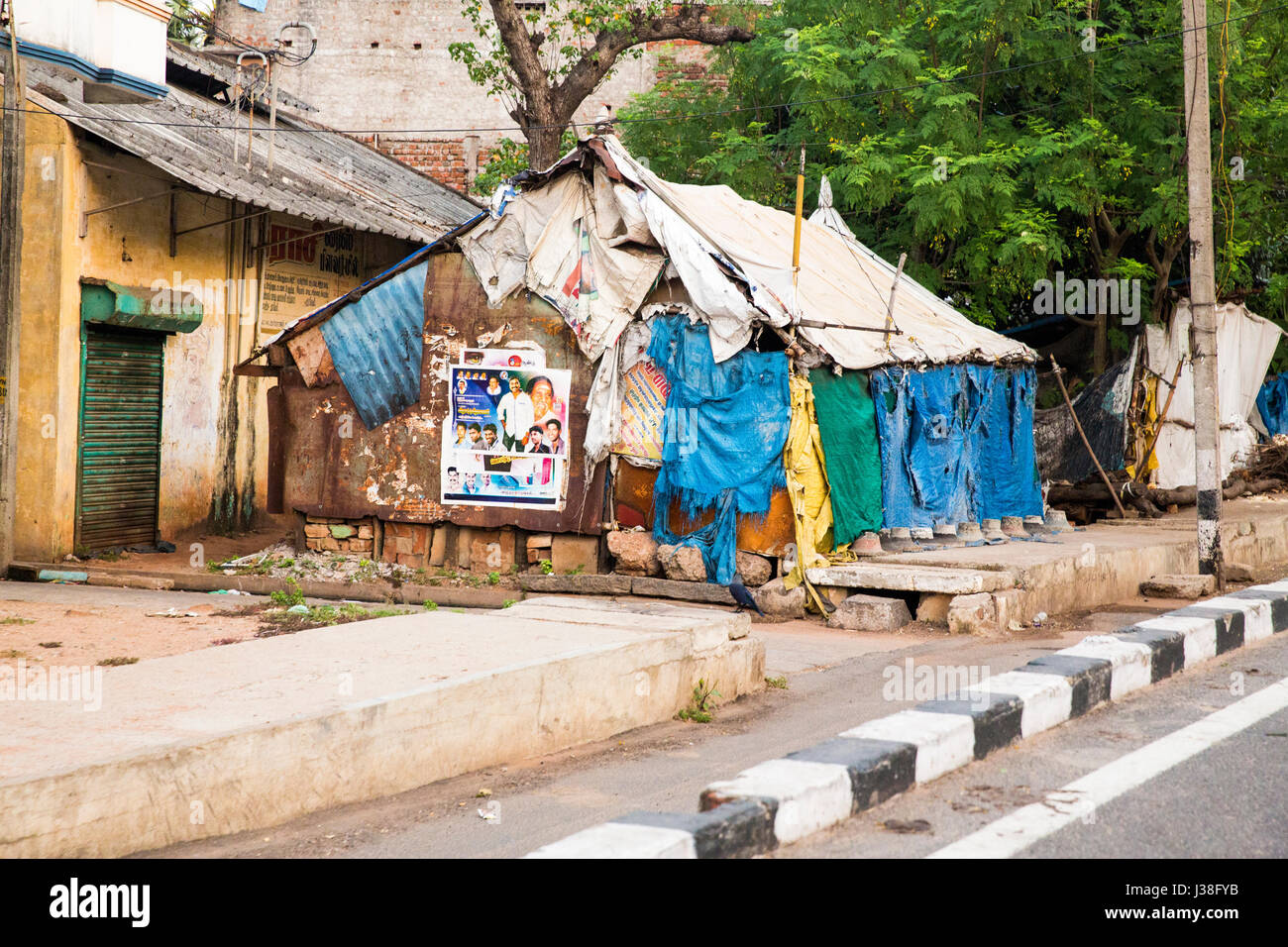 Casa nel piccolo villaggio, povertà sporco India Tamil Nadu Foto Stock