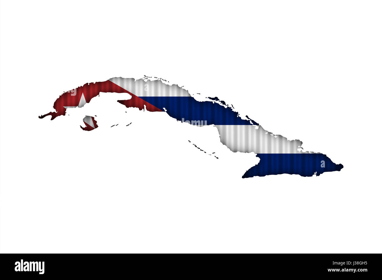 Mappa e bandiera di Cuba in ferro corrugato Foto Stock