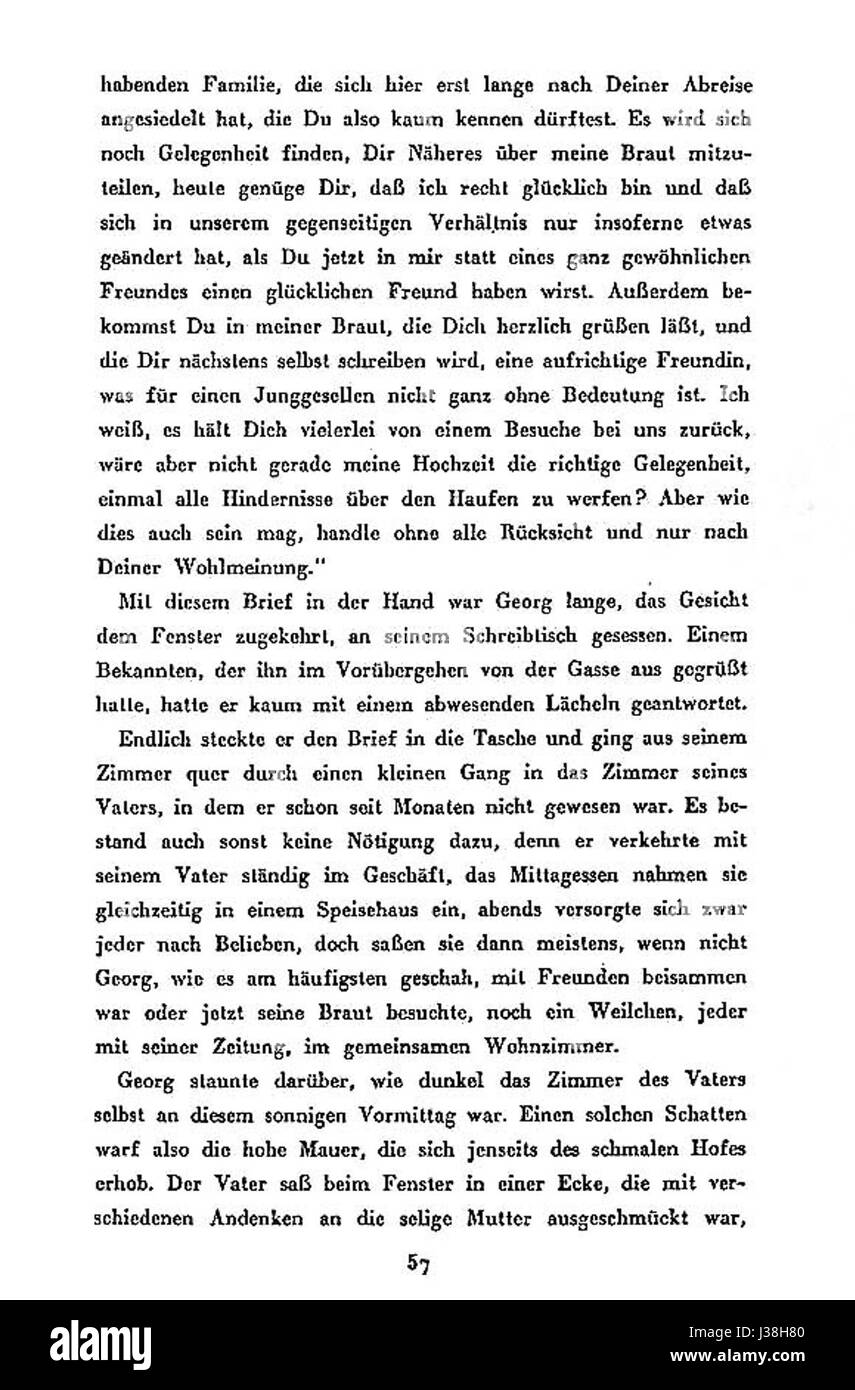 "DAS Urteil 57" si riferisce a un'opera di Franz Kafka, probabilmente un manoscritto o una pubblicazione relativa alla sua famosa storia "il giudizio". Il lavoro di Kafka esplora tipicamente temi di senso di colpa, ansia e condizione umana, spesso con elementi surreali. Foto Stock