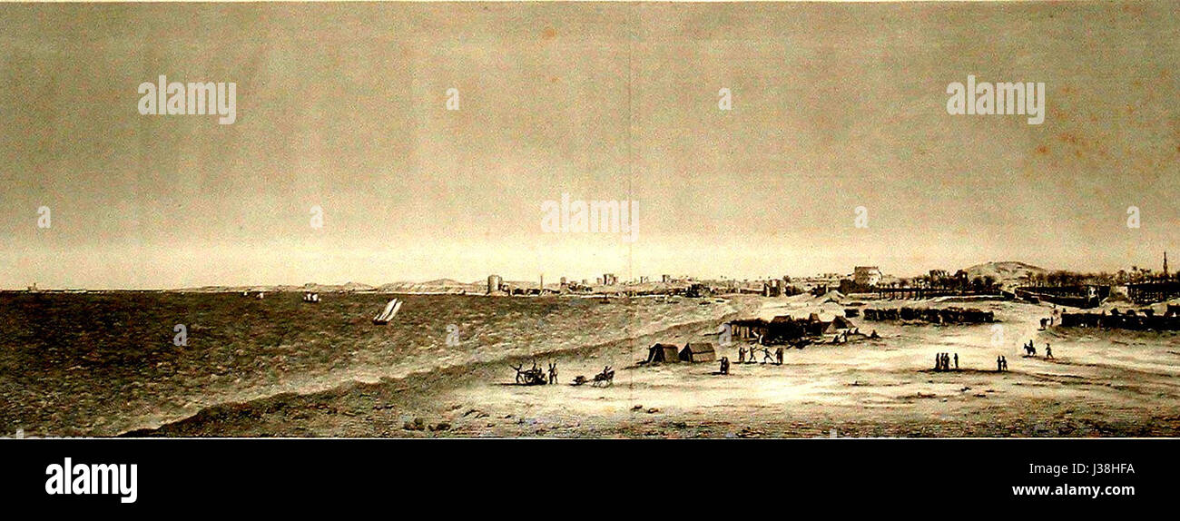 Descrizione de l'Egypte, Etat Moderne II, la piastra 97, vista panoramica attraverso il Grande Porto e Kom el Dikka da parata a terra, disegnato c.1798, pubblicato nella Panckoucke edizione del 1821 9 Foto Stock