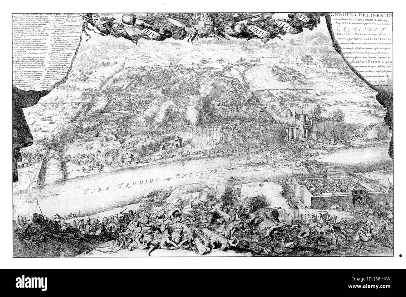 Chocim (o Khotyn) è una città Ucraina, storicamente significativa per la battaglia di Khotyn nel 1621, dove le forze polacche combatterono contro l'Impero ottomano. Ha svolto un ruolo fondamentale nella storia dell'Europa orientale, specialmente nel contesto dei conflitti polacco-ottomani. Foto Stock