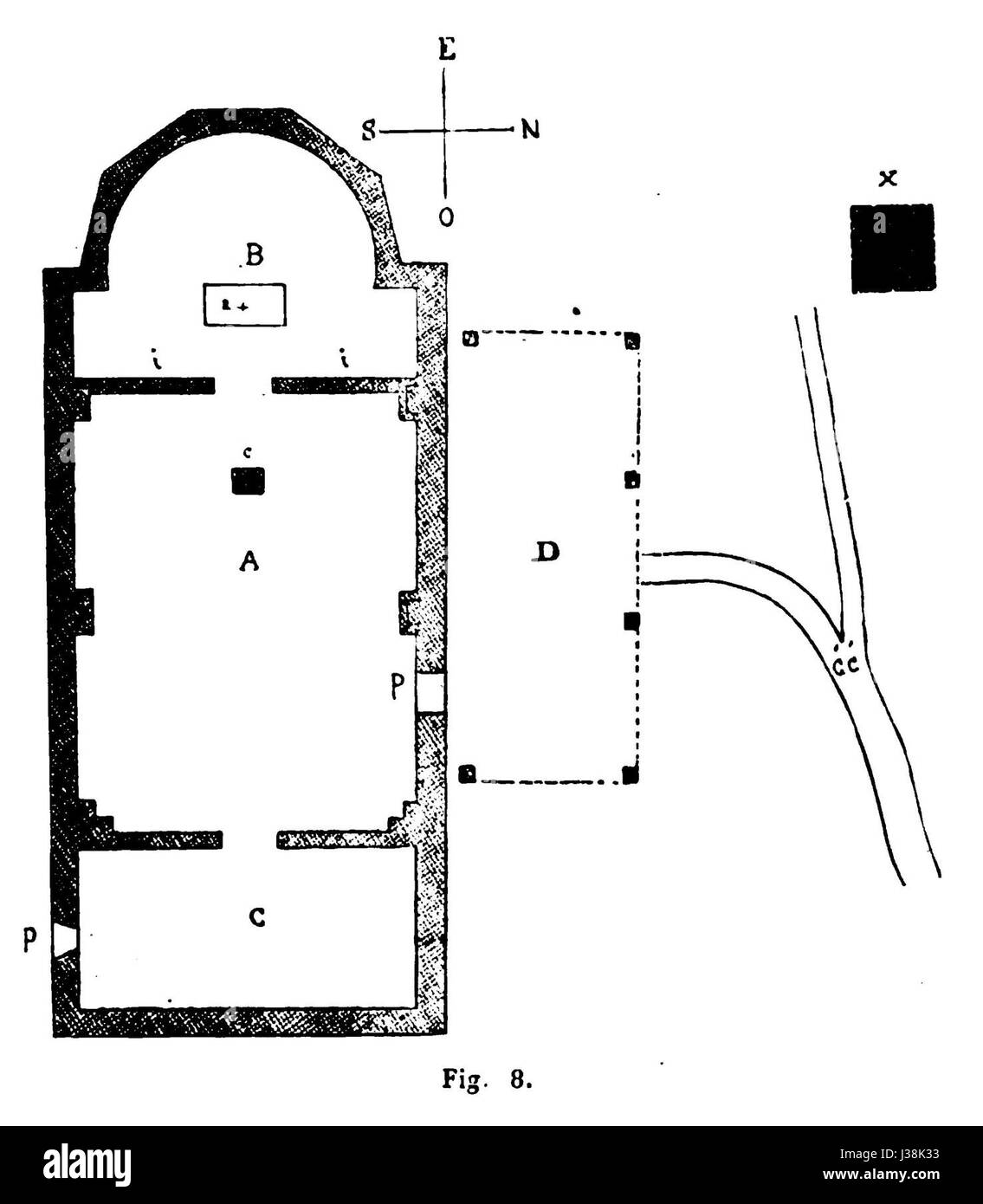Un progetto per la chiesa Chukuli progettato da Bernoville nel 1875, che mostra la disposizione architettonica e le caratteristiche di design di un edificio religioso storico. Foto Stock