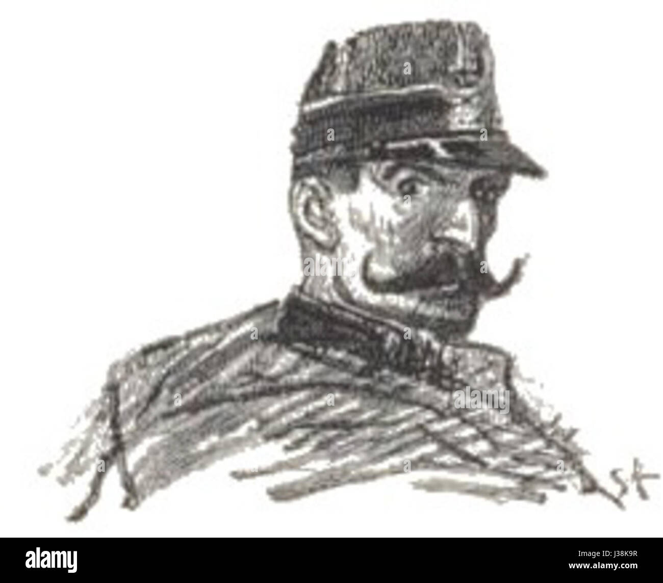 Una rappresentazione di Crainquebille, un personaggio dell'opera letteraria francese, che probabilmente descrive i temi della società e delle lotte personali. Foto Stock