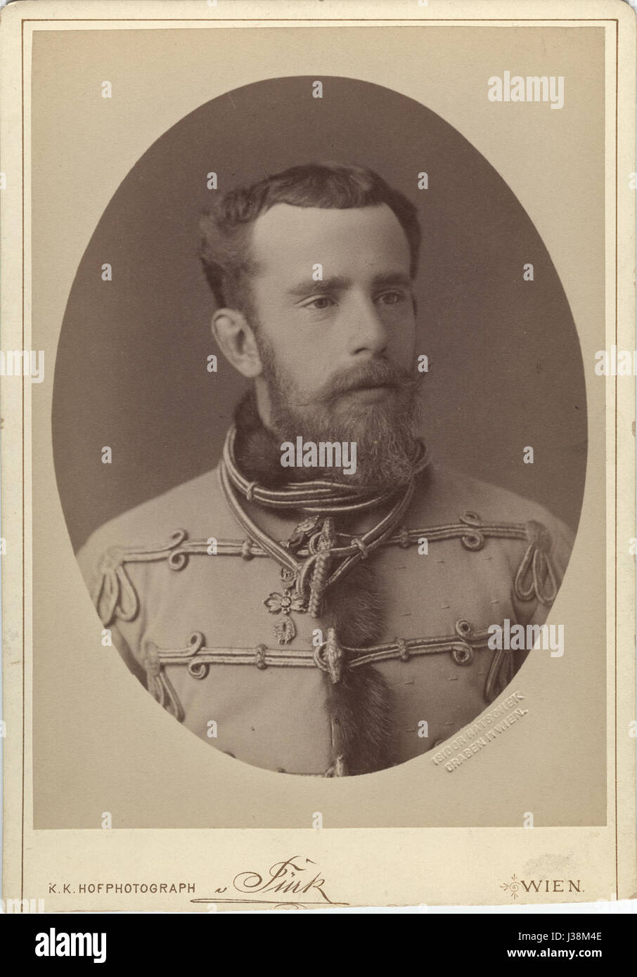 Un ritratto del principe ereditario Rodolfo d'Austria, realizzato nel 1886. Era l'unico figlio dell'imperatore Francesco Giuseppe i e dell'imperatrice Elisabetta, notevole per la sua tragica vita e la sua morte prematura all'età di 30 anni. Foto Stock