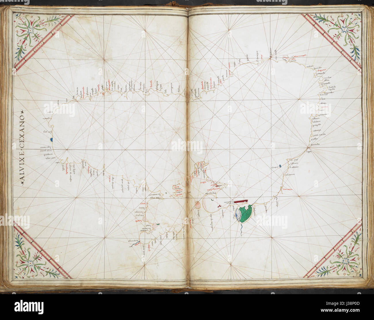 Grafico del Mar Nero Cornaro Atlas (Egerton MS 73, f.17r) Foto Stock