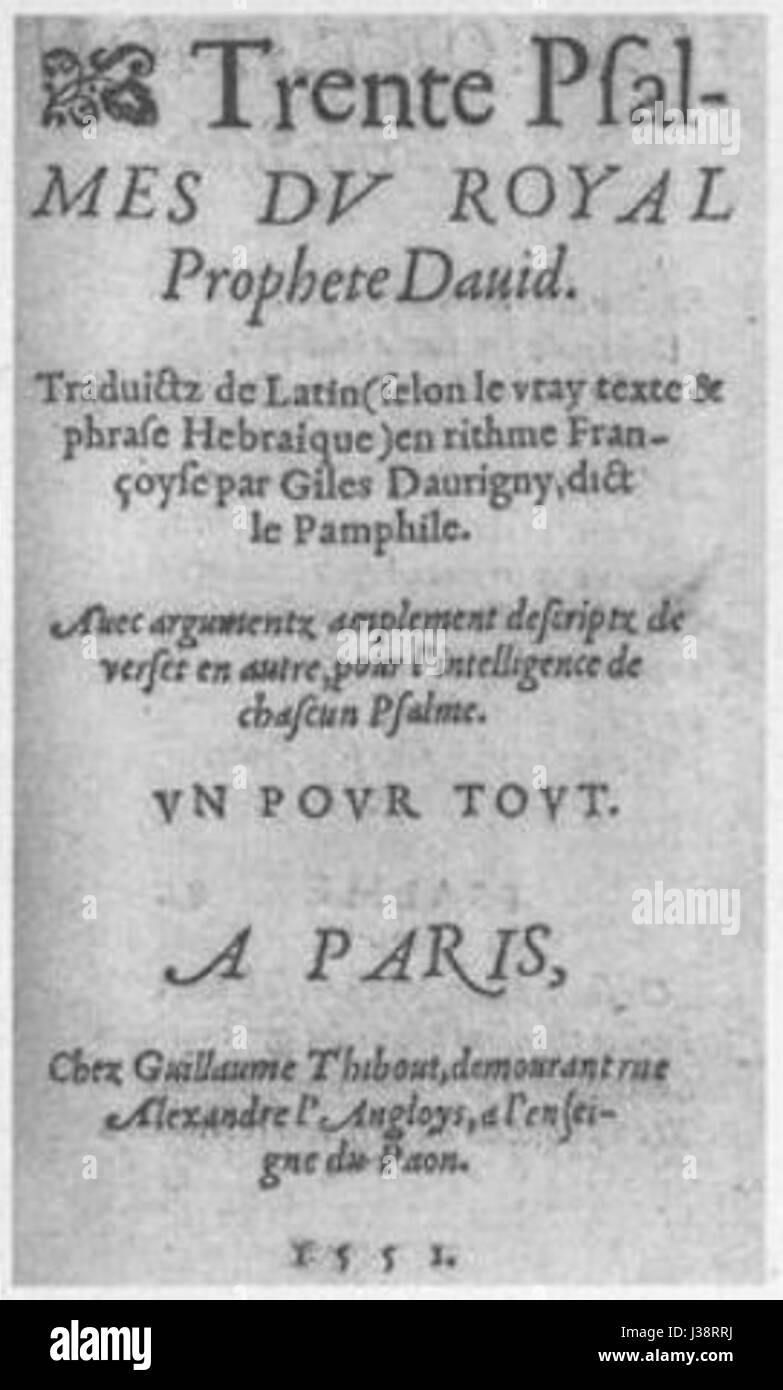 I salmi di Daurigny sono una collezione di salmi religiosi, probabilmente del periodo medievale o del primo periodo moderno. Fornisce informazioni sulle pratiche liturgiche e sulle tradizioni religiose del tempo. Foto Stock