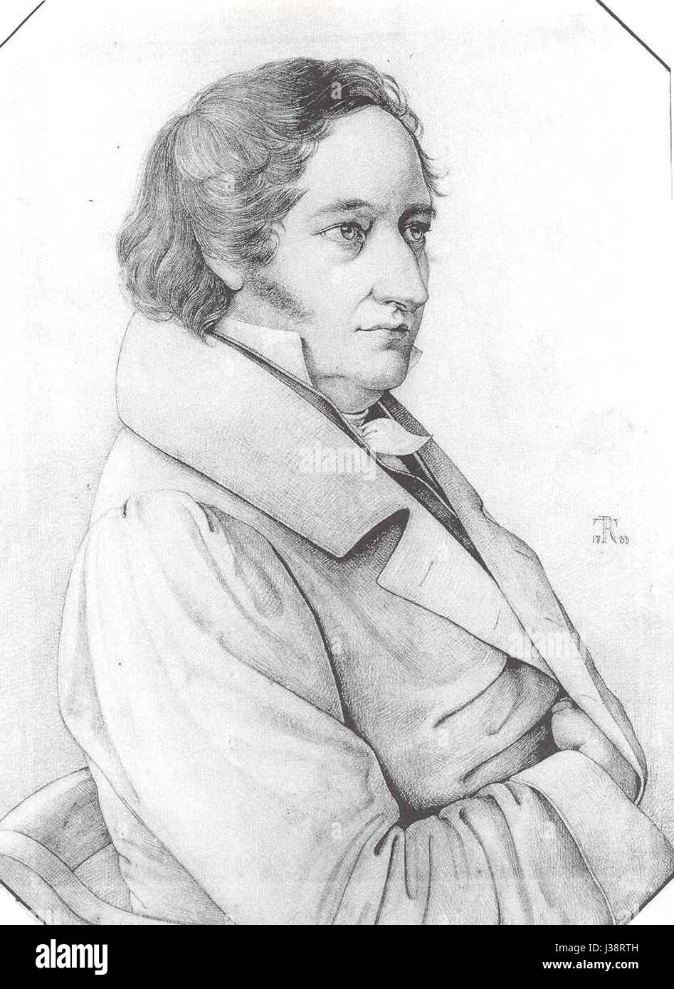 Christian Gerhard Overbeck fu un notevole pittore e incisore tedesco, riconosciuto per i suoi contributi al movimento Nazareno all'inizio del XIX secolo. Le sue opere si concentravano su temi religiosi e cercavano di far rivivere gli stili artistici medievali e rinascimentali. Foto Stock