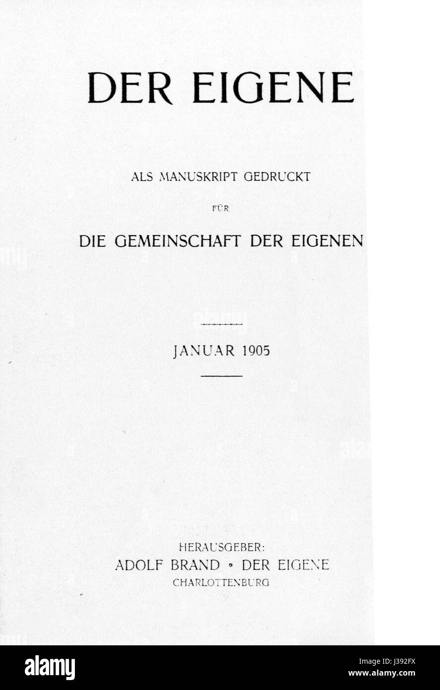 Der Eigene Nuova Serie vol 3 (1905) Foto Stock