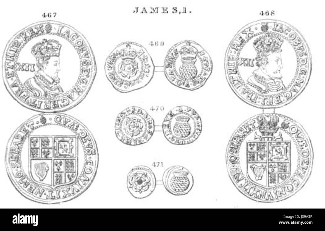 Monetazione di Giacomo I Foto Stock