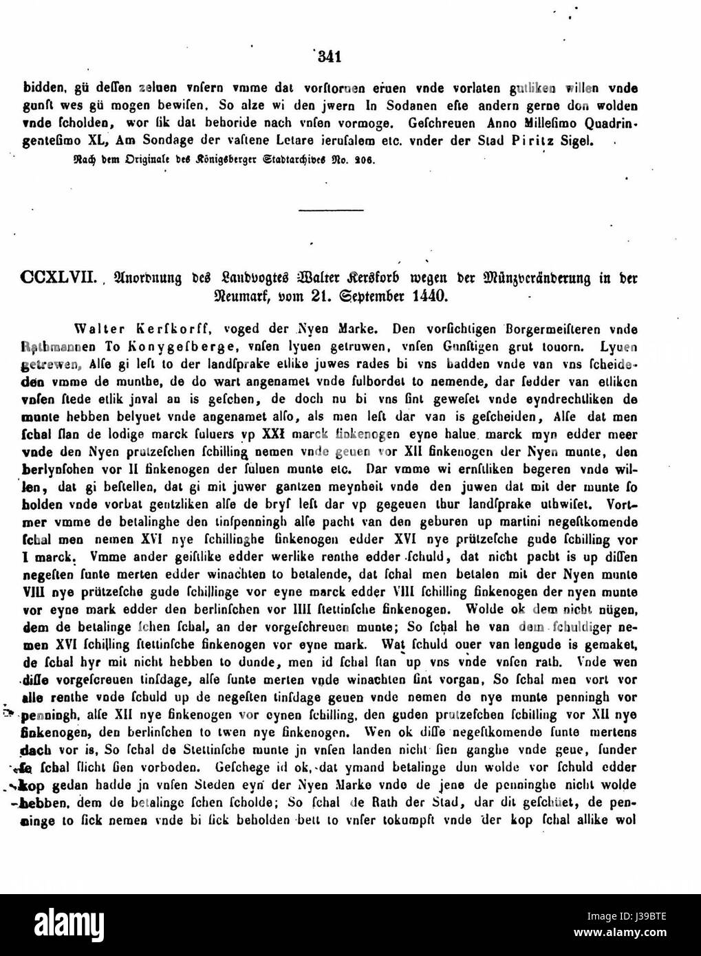 Questa voce fa riferimento a un documento specifico, "DE CDB 1 19 341". Senza un ulteriore contesto, l'oggetto dell'documentâ rimane non specificato, ma potrebbe trattarsi di un registro legale, amministrativo o storico. Foto Stock