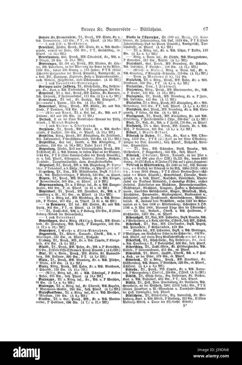 Questa è una voce del "De Ortslexikon" di Neumann, un'opera di riferimento geografico che fornisce descrizioni dettagliate di luoghi e luoghi. Funge da risorsa informativa per lo studio geografico e la ricerca. Foto Stock