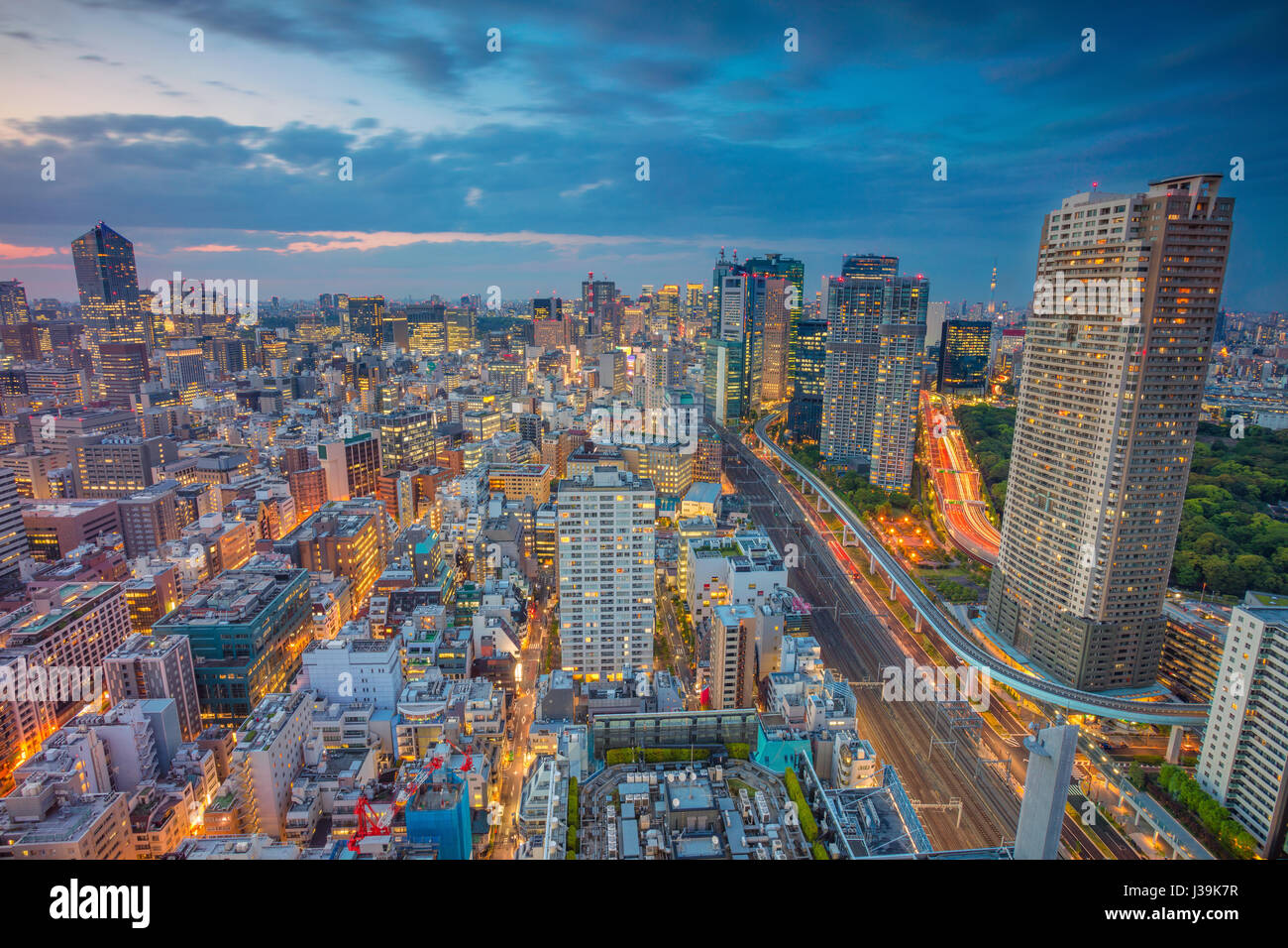 Tokyo. Cityscape immagine di Tokyo, Giappone durante il tramonto. Foto Stock