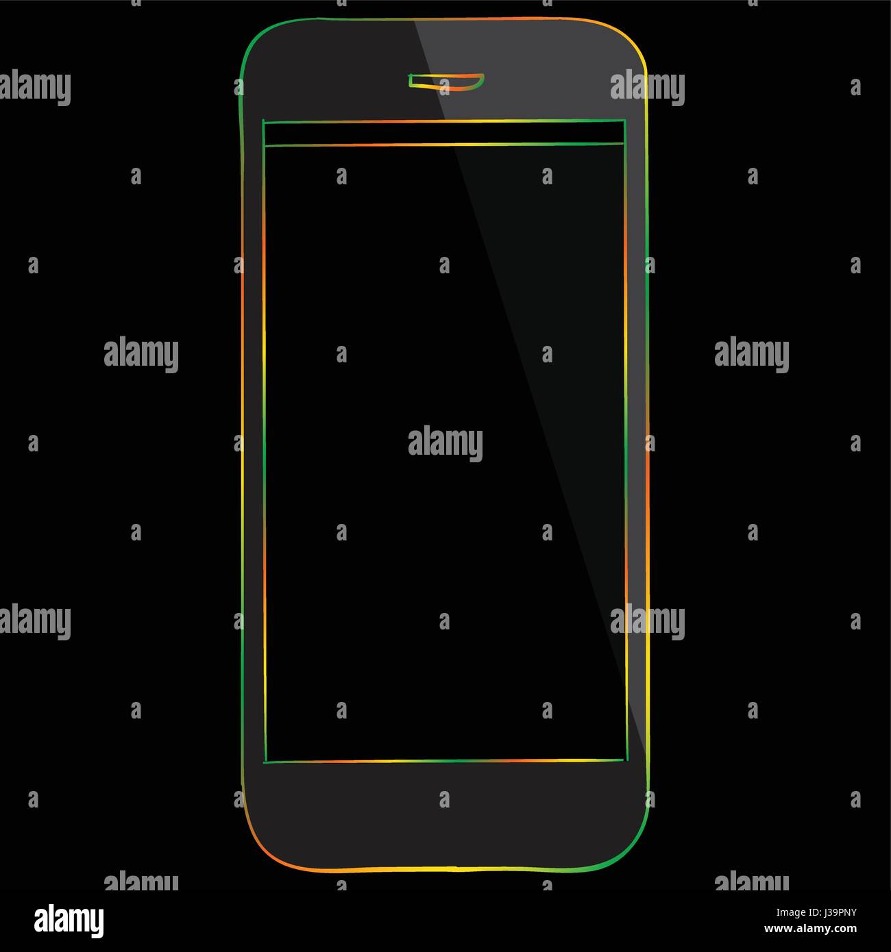 Telefono cellulare Icona multicolore isolati su sfondo nero. Illustrazione Vettoriale
