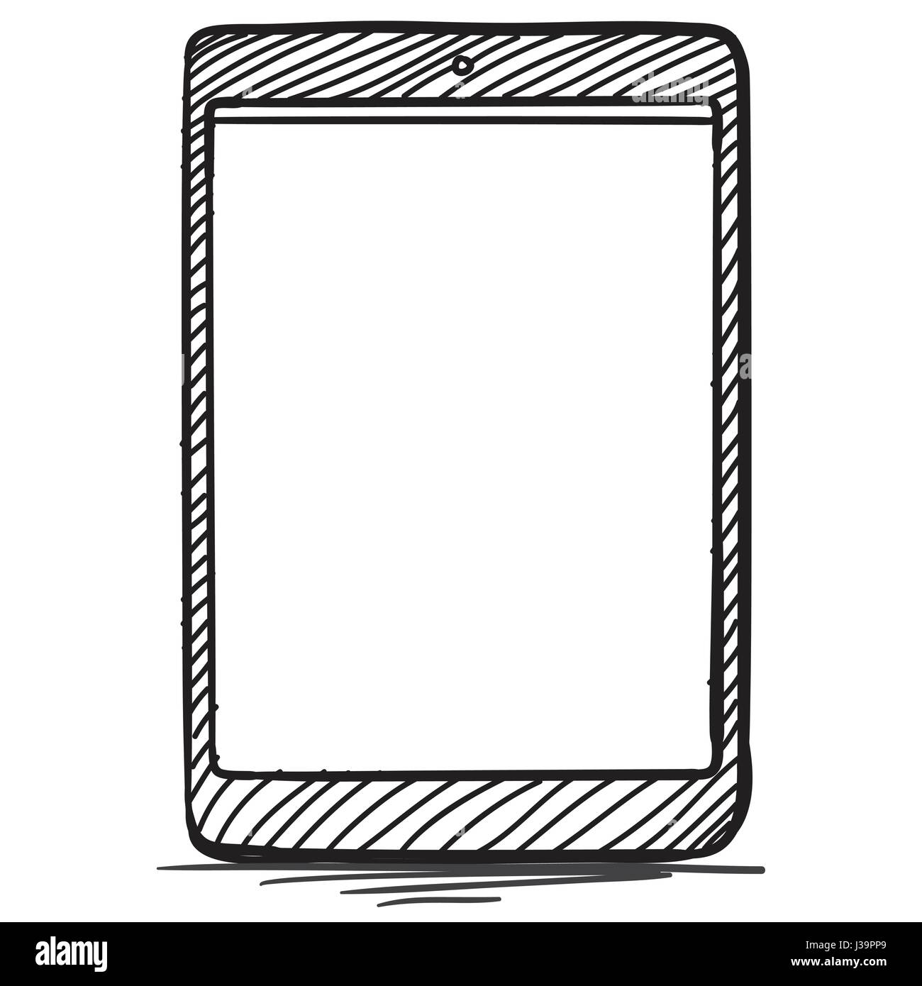 Tablet PC disegnato a mano illustrazione vettoriale. Illustrazione Vettoriale